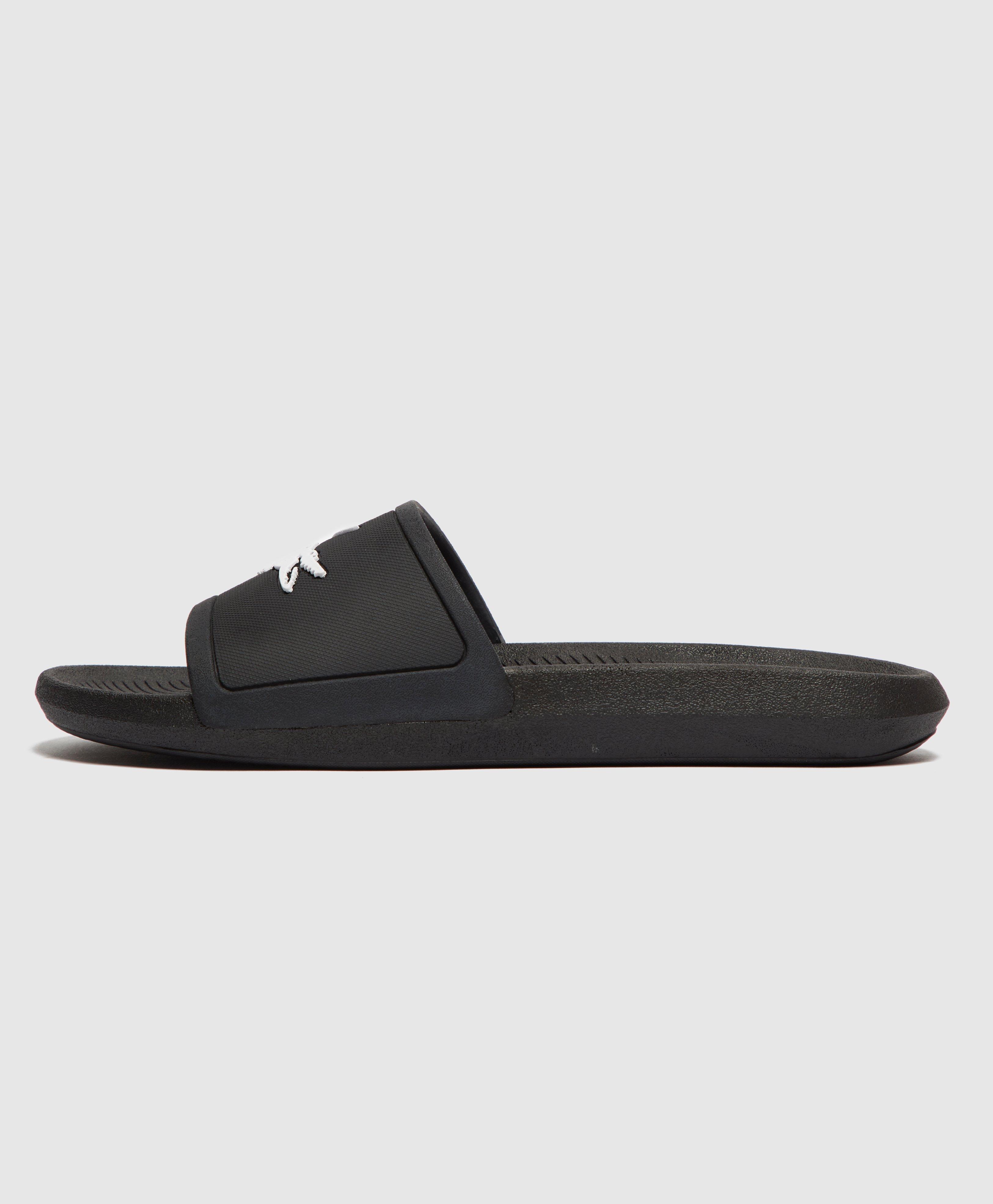 Lacoste Synthetic Croco Slides in Black for Men - Lyst