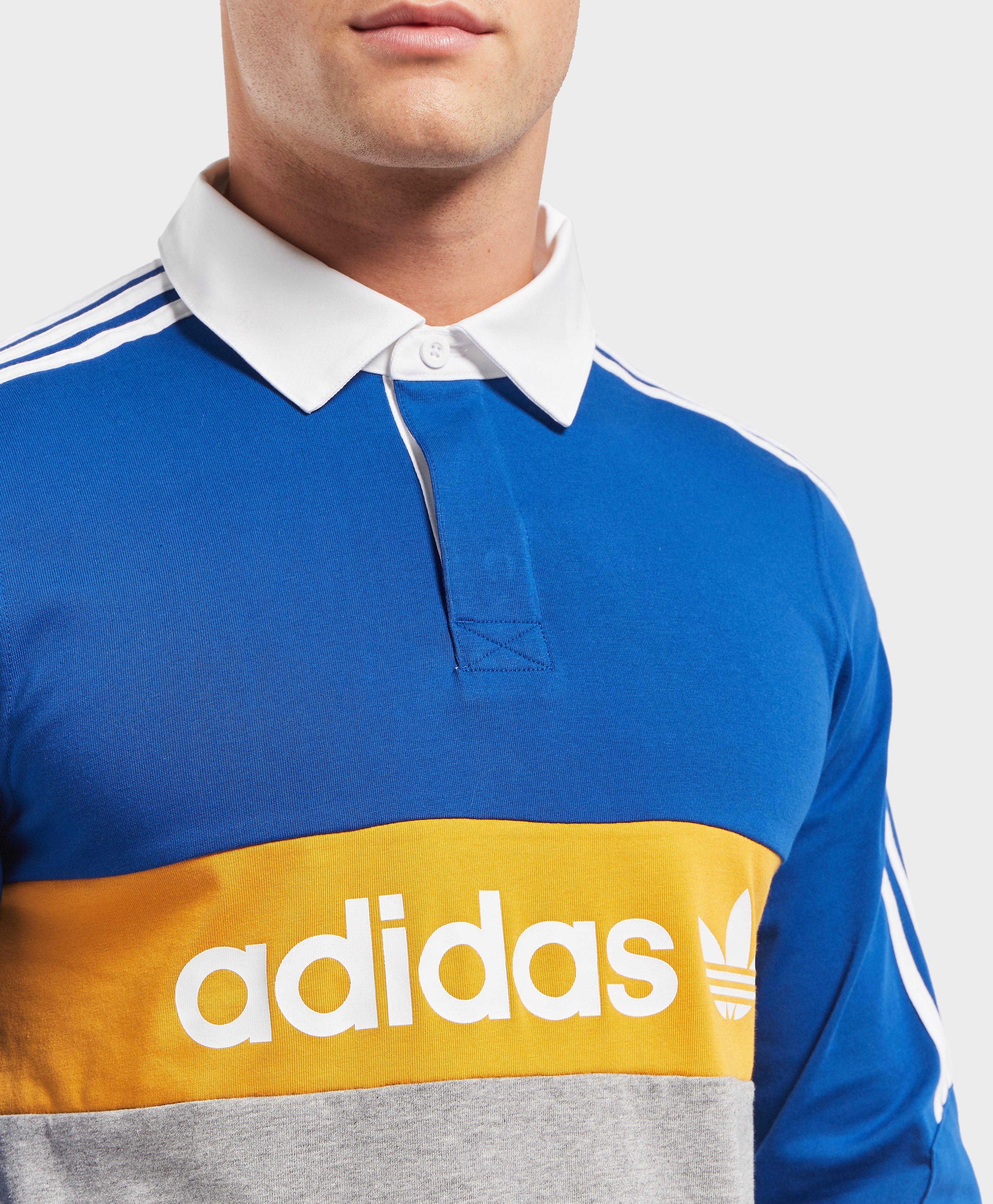 рискован цвете мотив adidas originals heritage long sleeve rugby polo shirt  - staria-dobrich.com