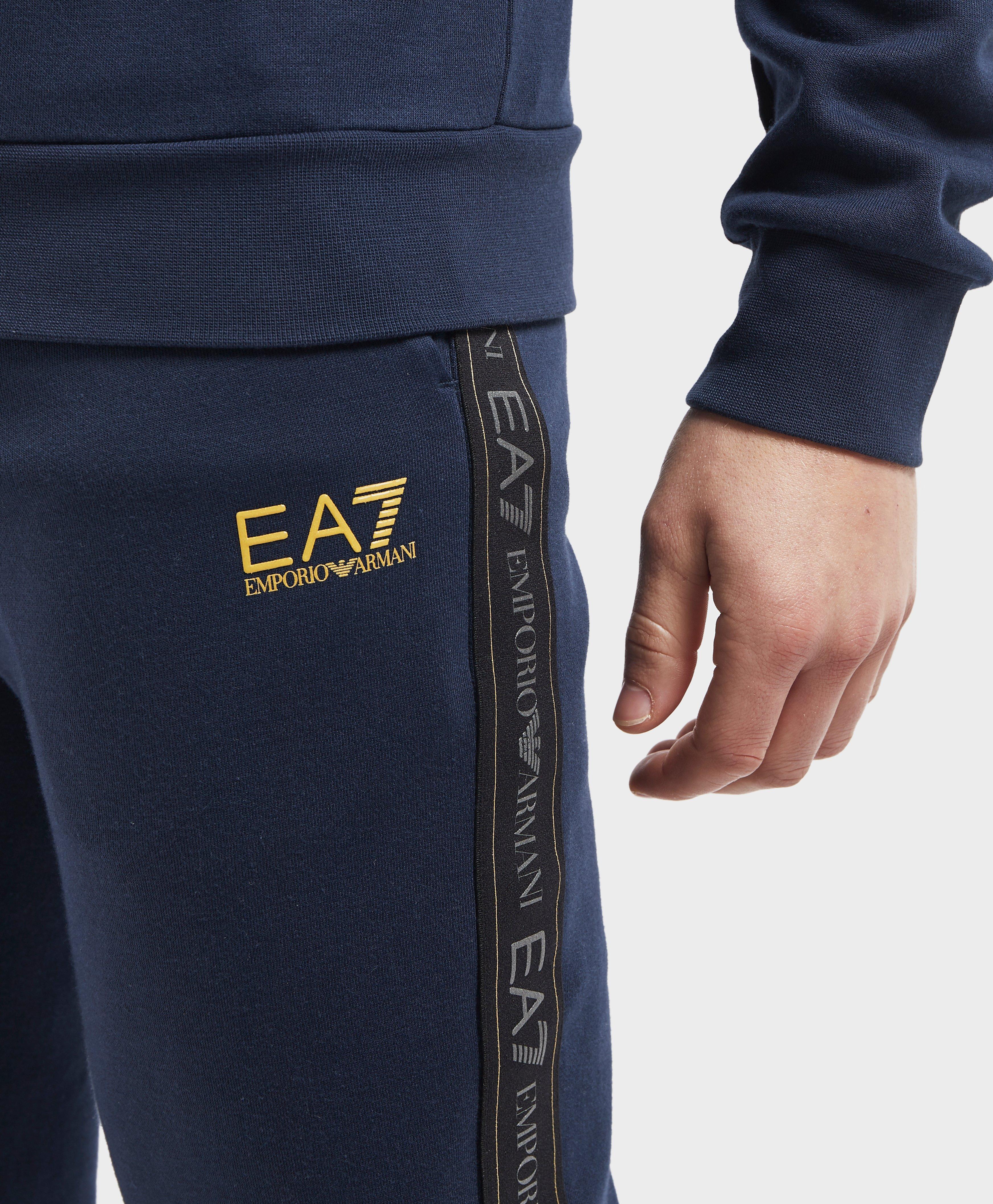 EA7 Tape Cuffed Fleece Pants in Blue for Men - Lyst