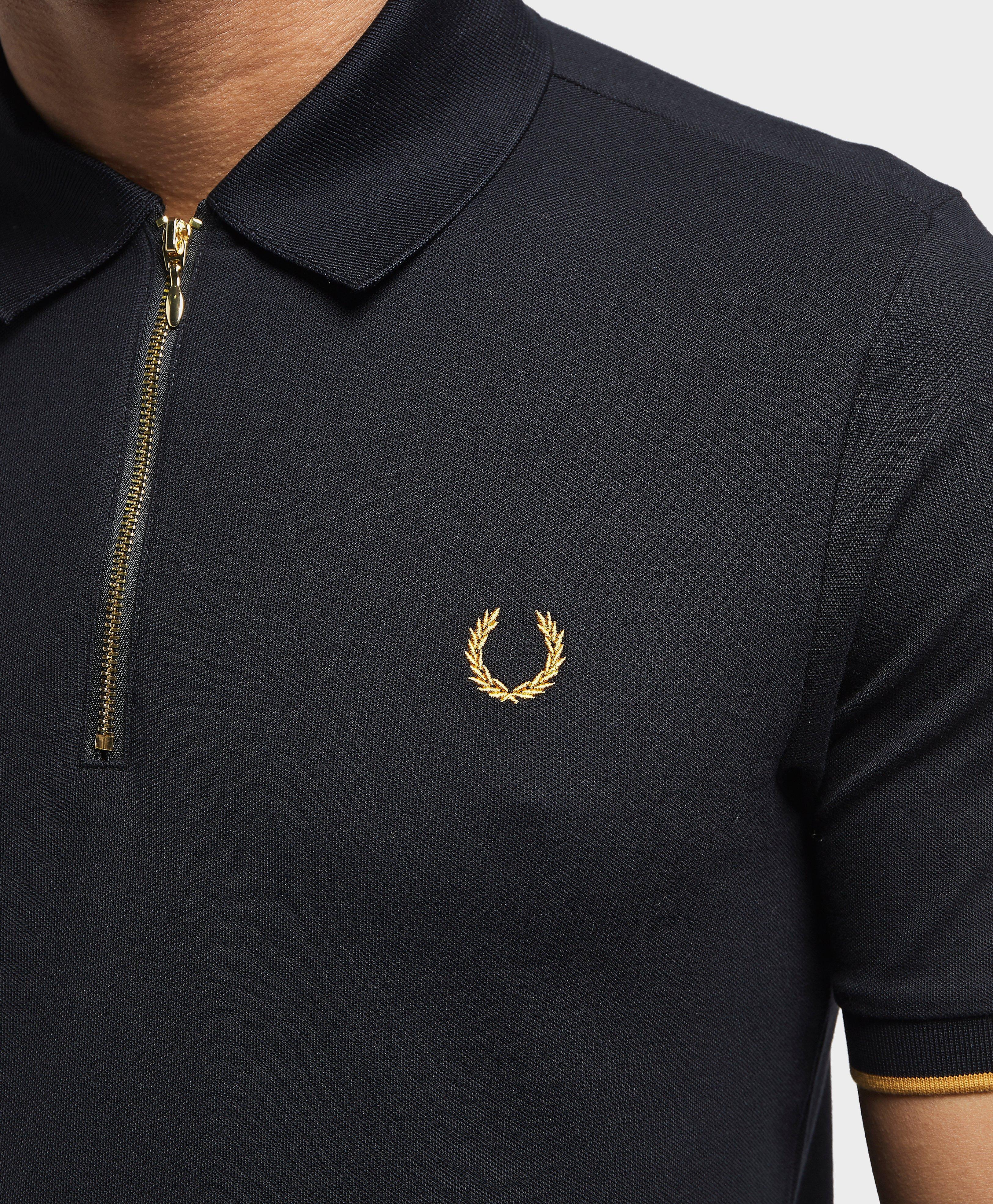 Fred Perry X Miles Kane Short Sleeve Zip Polo Shirt in Black for Men | Lyst