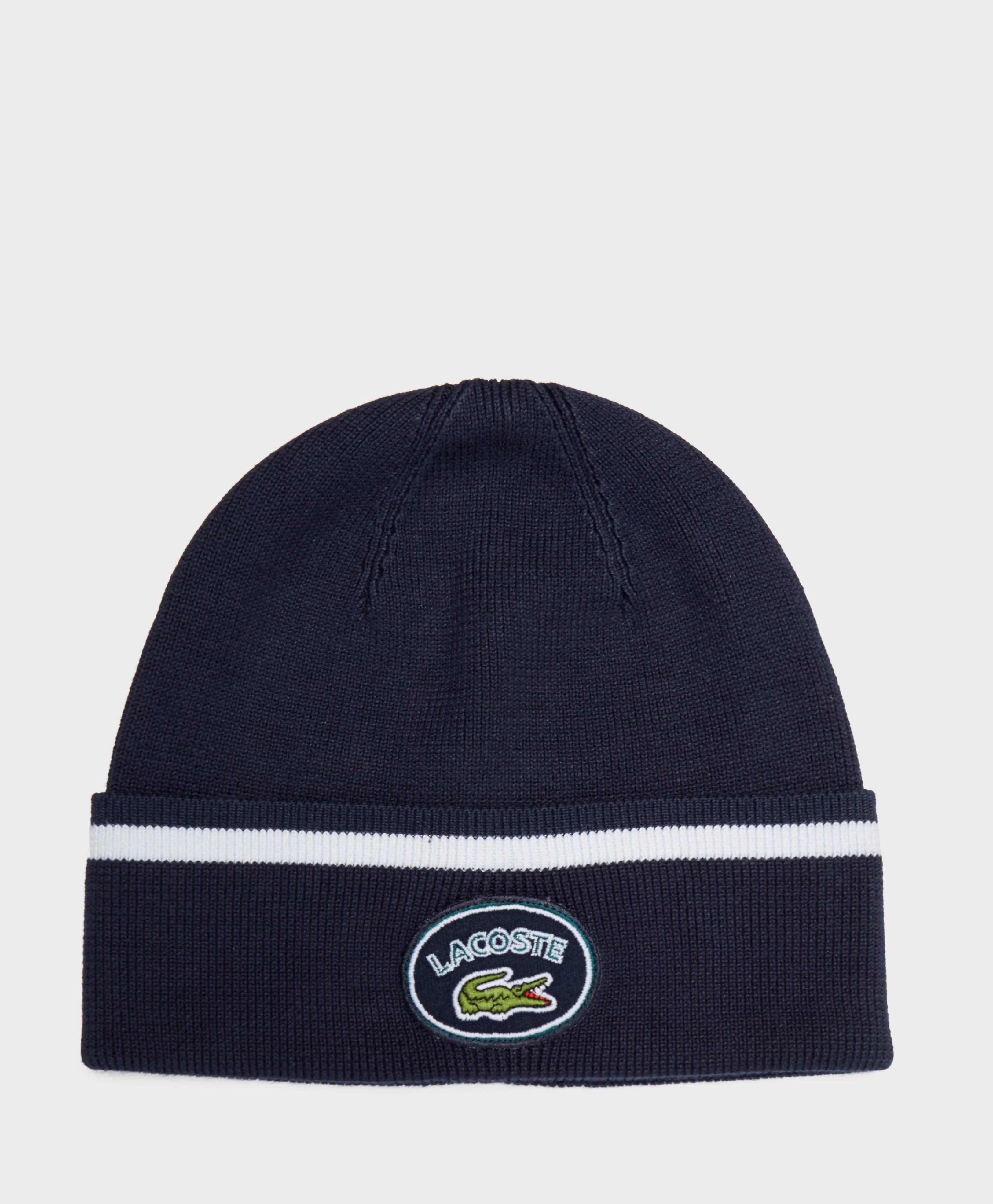 lacoste knitted logo beanie