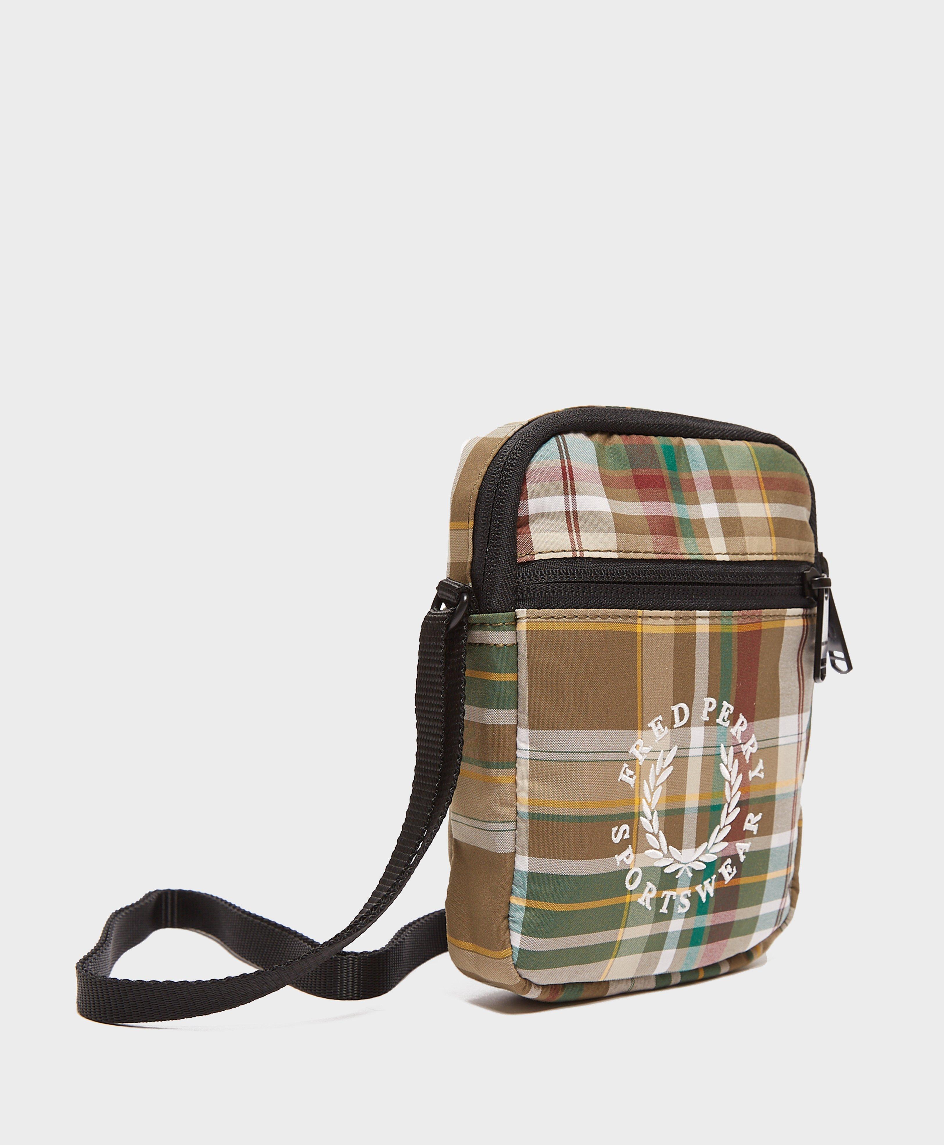 Fred Perry Check Cross Body Bag in Green for Men - Lyst