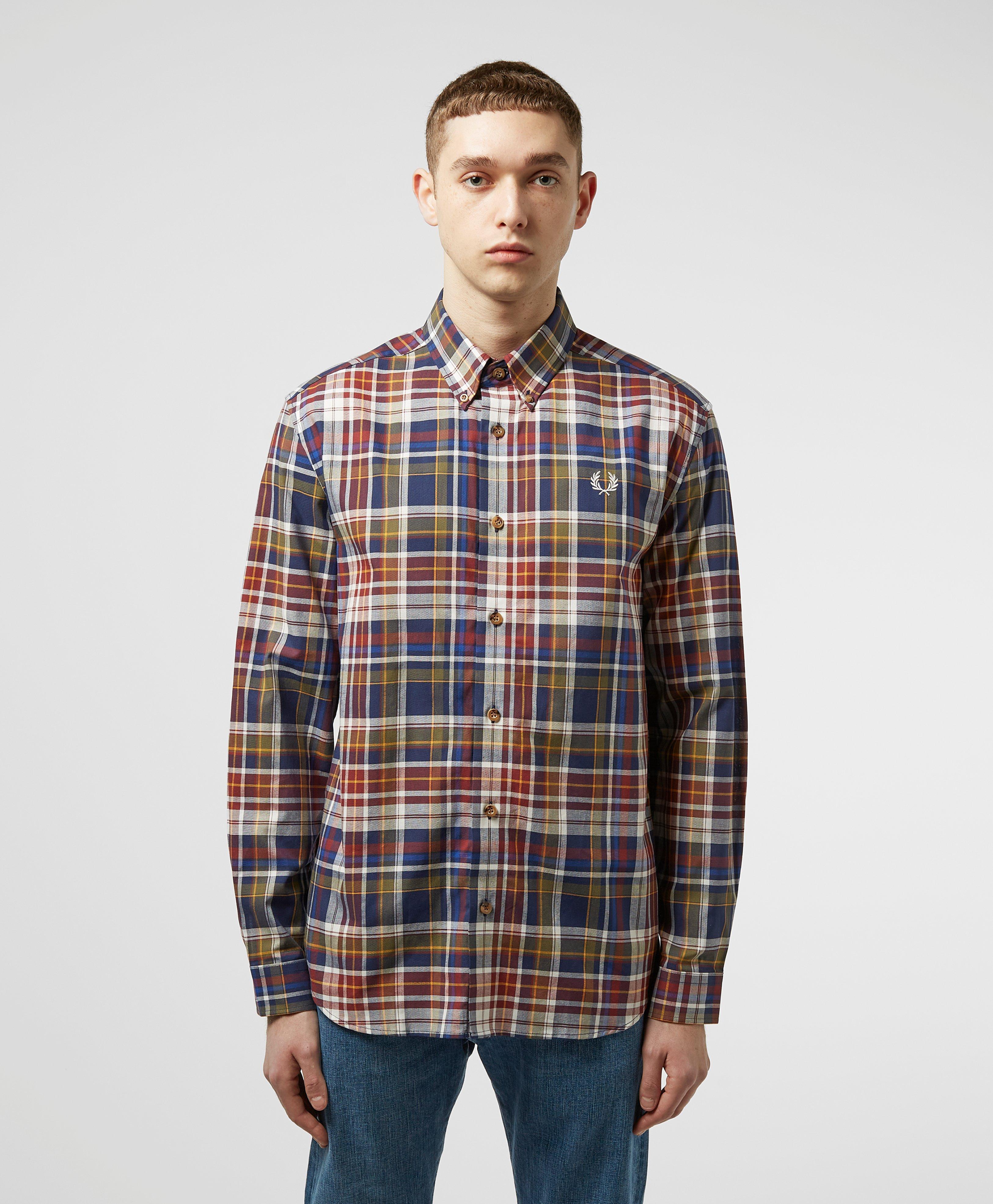 fred perry checked long sleeve shirt