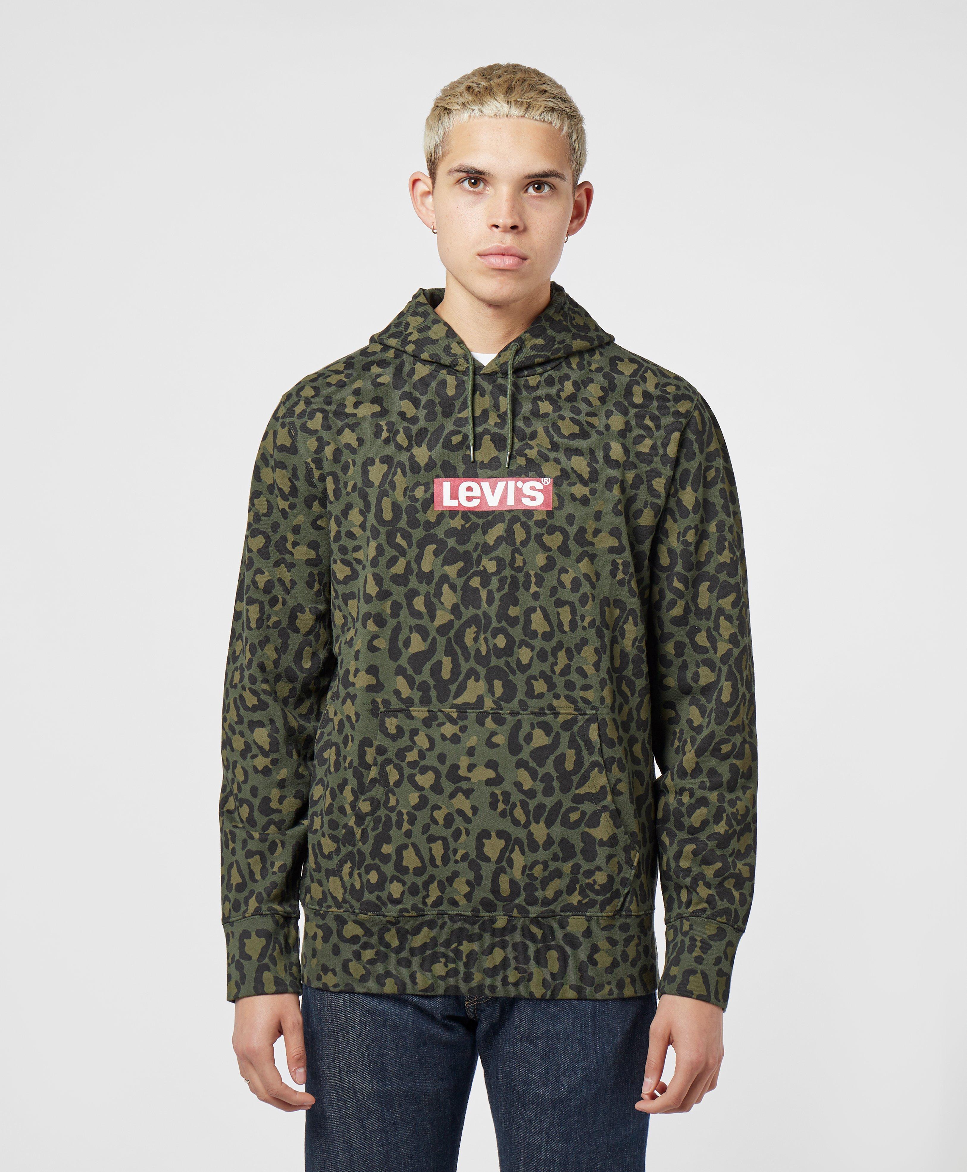 Levi's Cotton Leopard Print Overhead Hoodie in Green for Men | Lyst