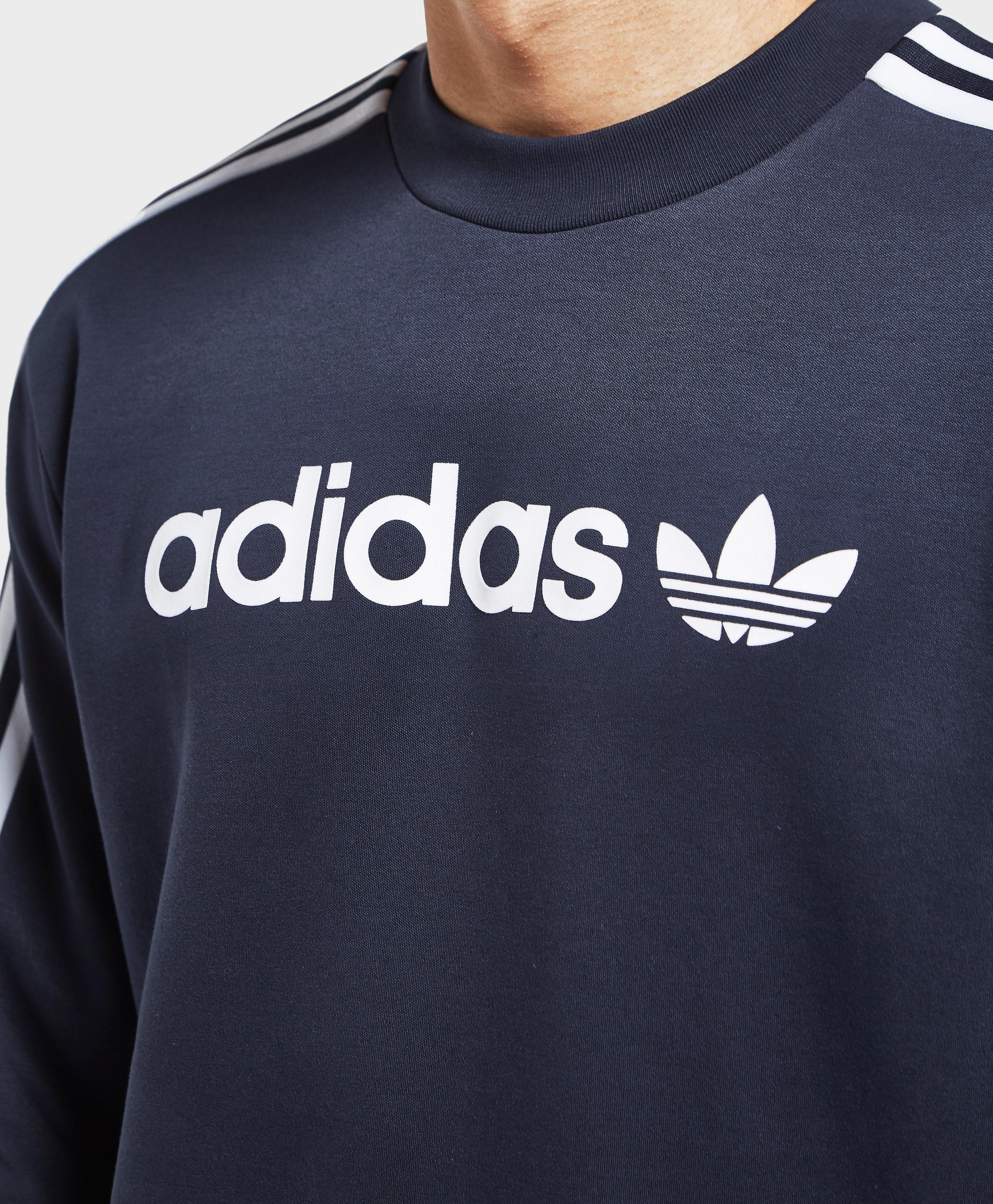 adidas Originals Cotton Linear Trefoil Sweatshirt in Blue adidas Originals Linear Trefoil Sweatshirt | scotts Menswear