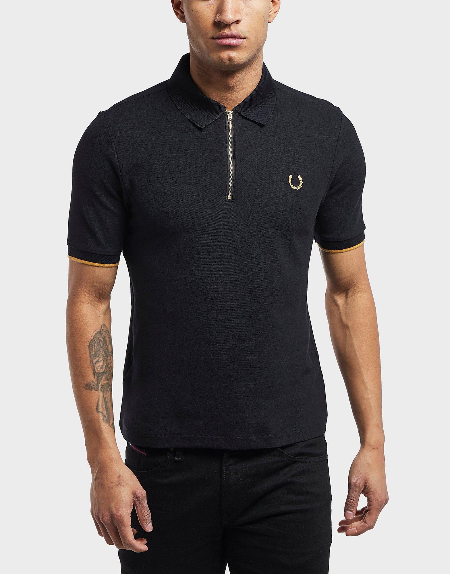 Fred Perry X Miles Kane Short Sleeve Zip Polo Shirt in Black for Men | Lyst