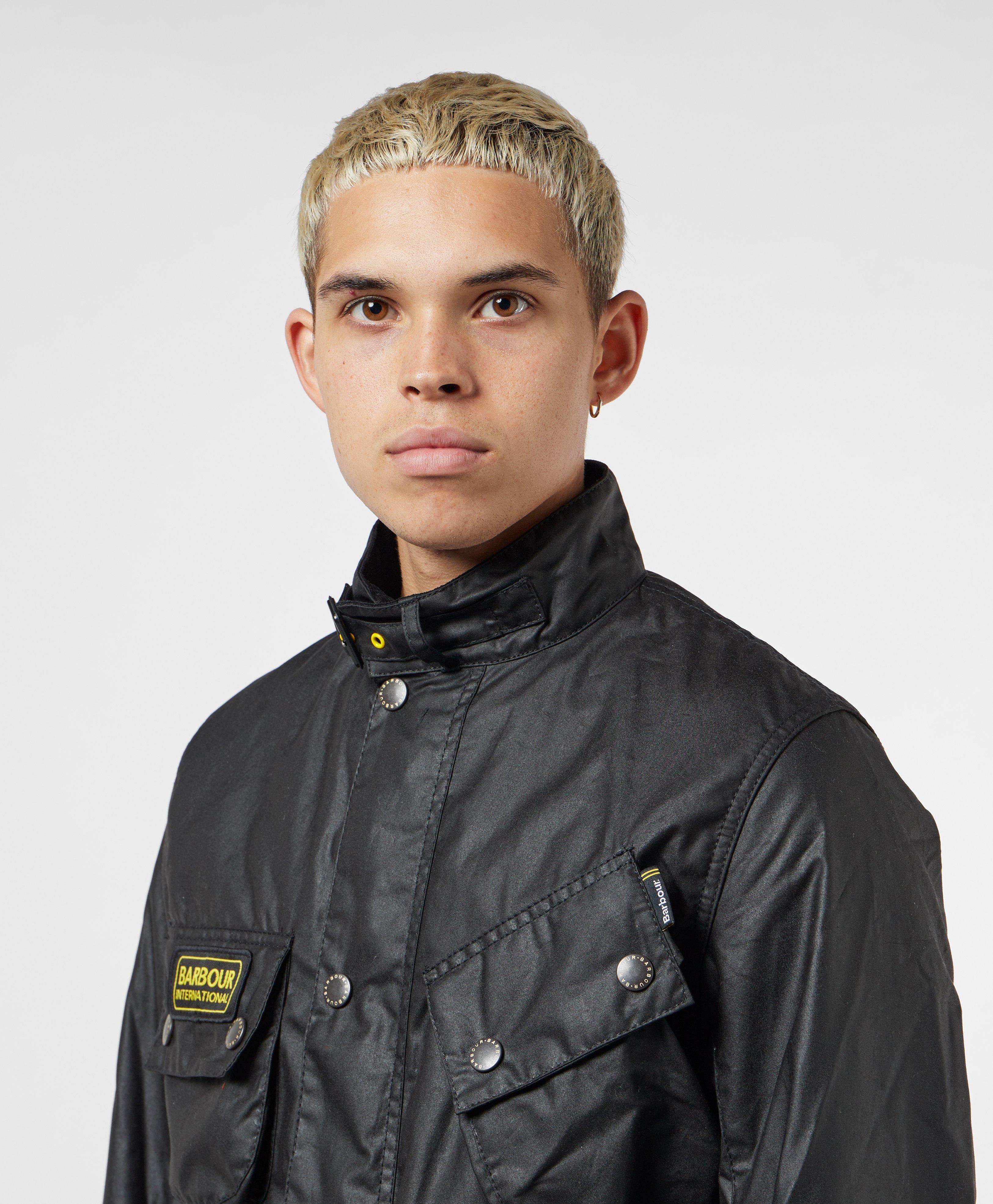 barbour international slim fit wax jacket