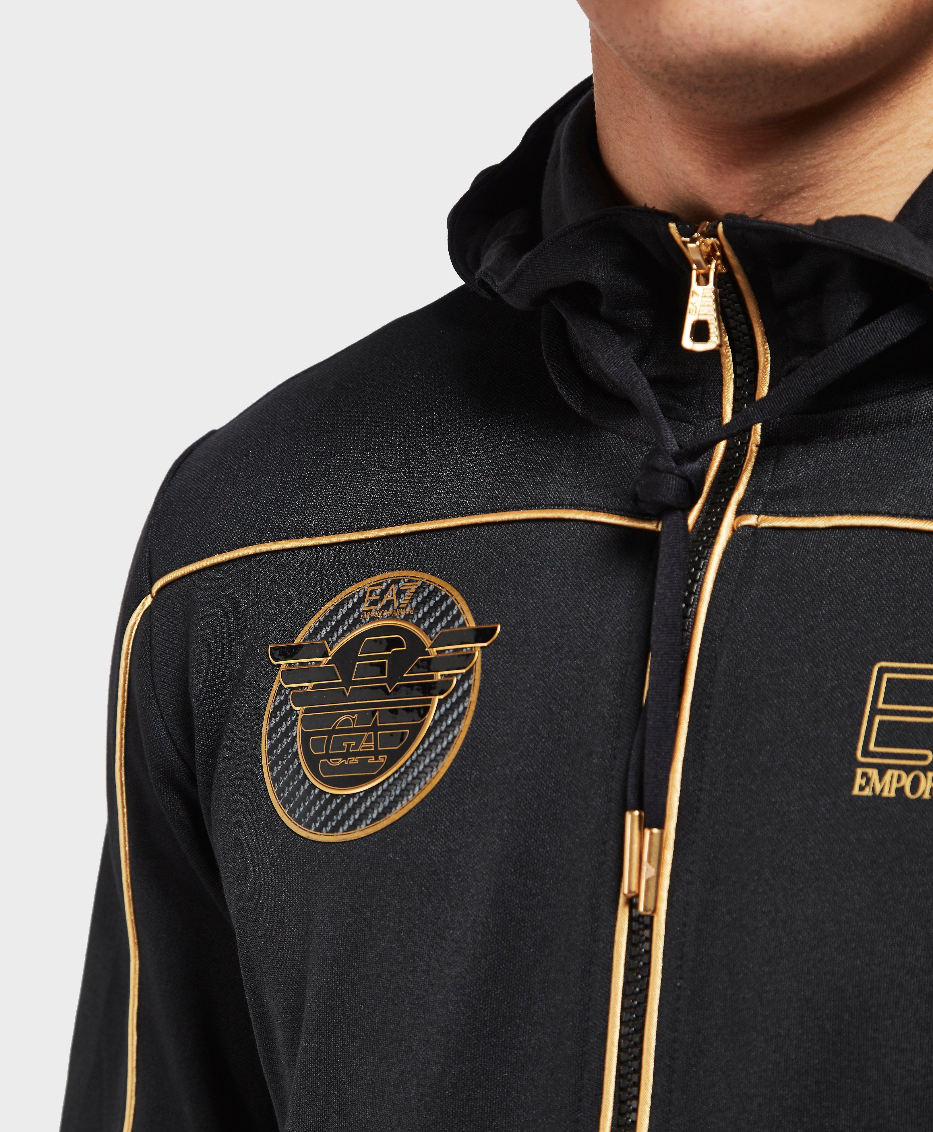 EA7 Cotton Soccer Full Zip Hoodie Online Exclusive in Black for Men