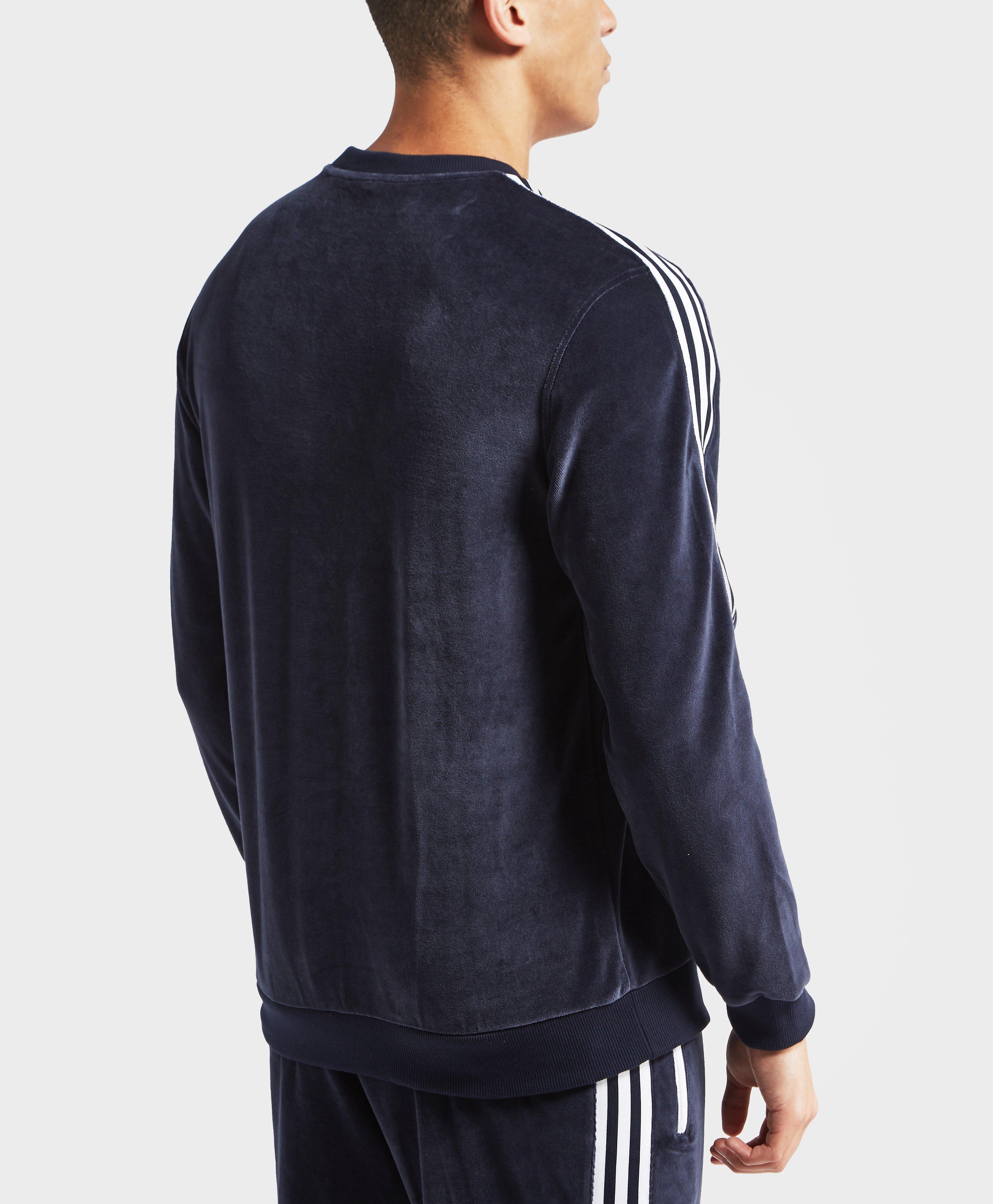 adidas Originals Cotton Velour Crew Sweatshirt in Blue for Men - Lyst