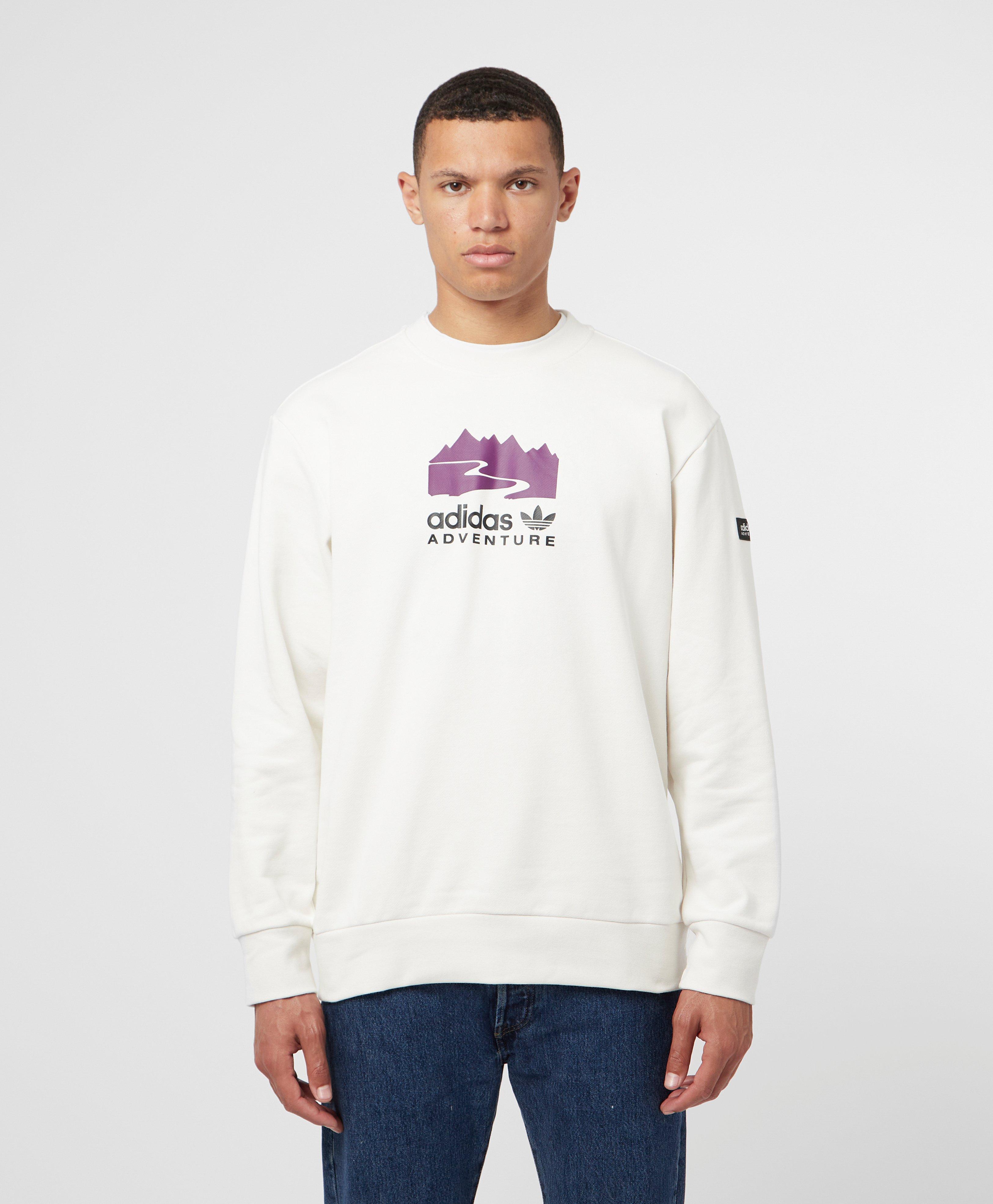 adidas Originals Cotton Adventure Logo Crew Sweatshirt in White for Men |  Lyst
