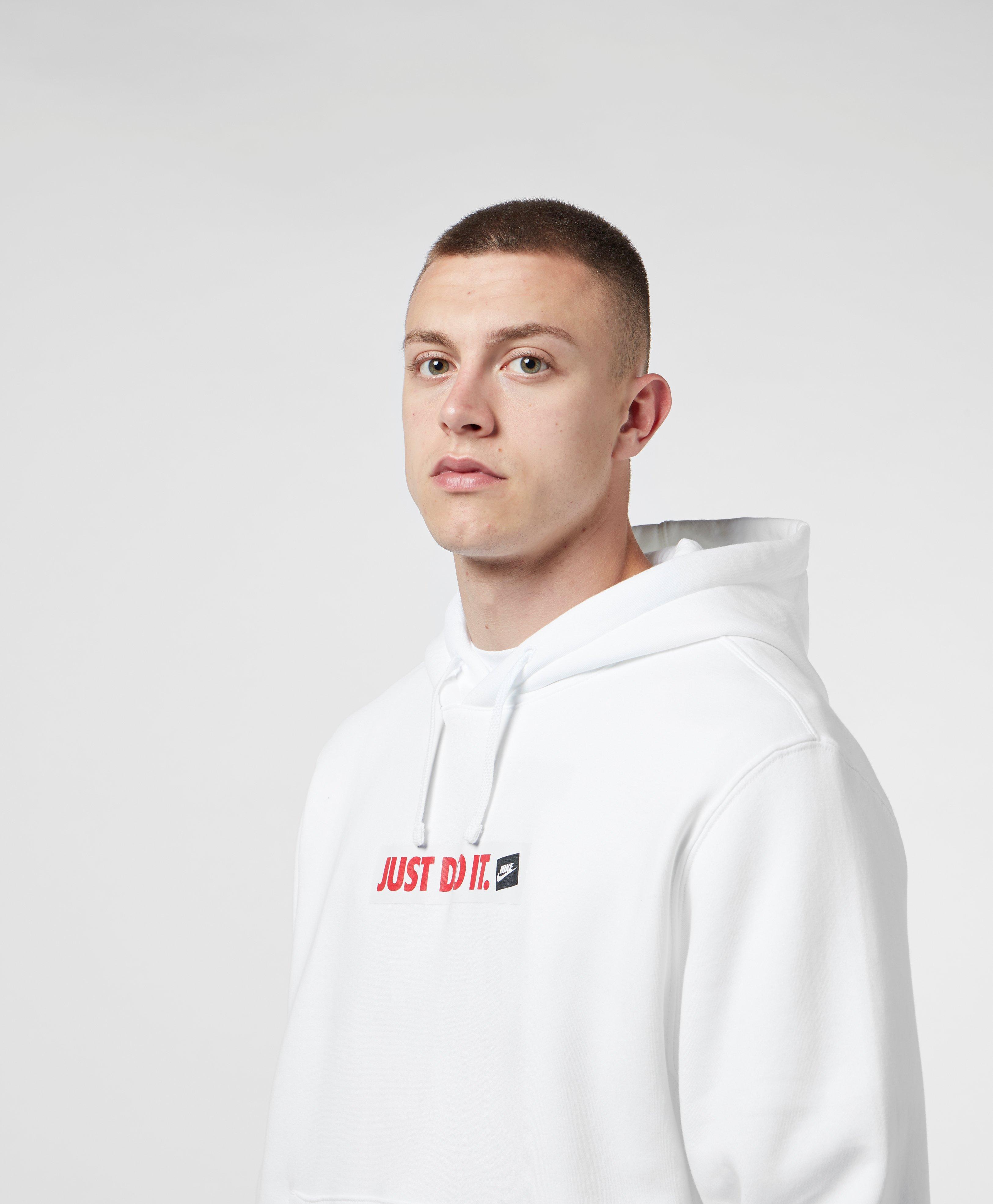 Nike Just Do It Box Logo Overhead Hoodie in White for Men | Lyst 