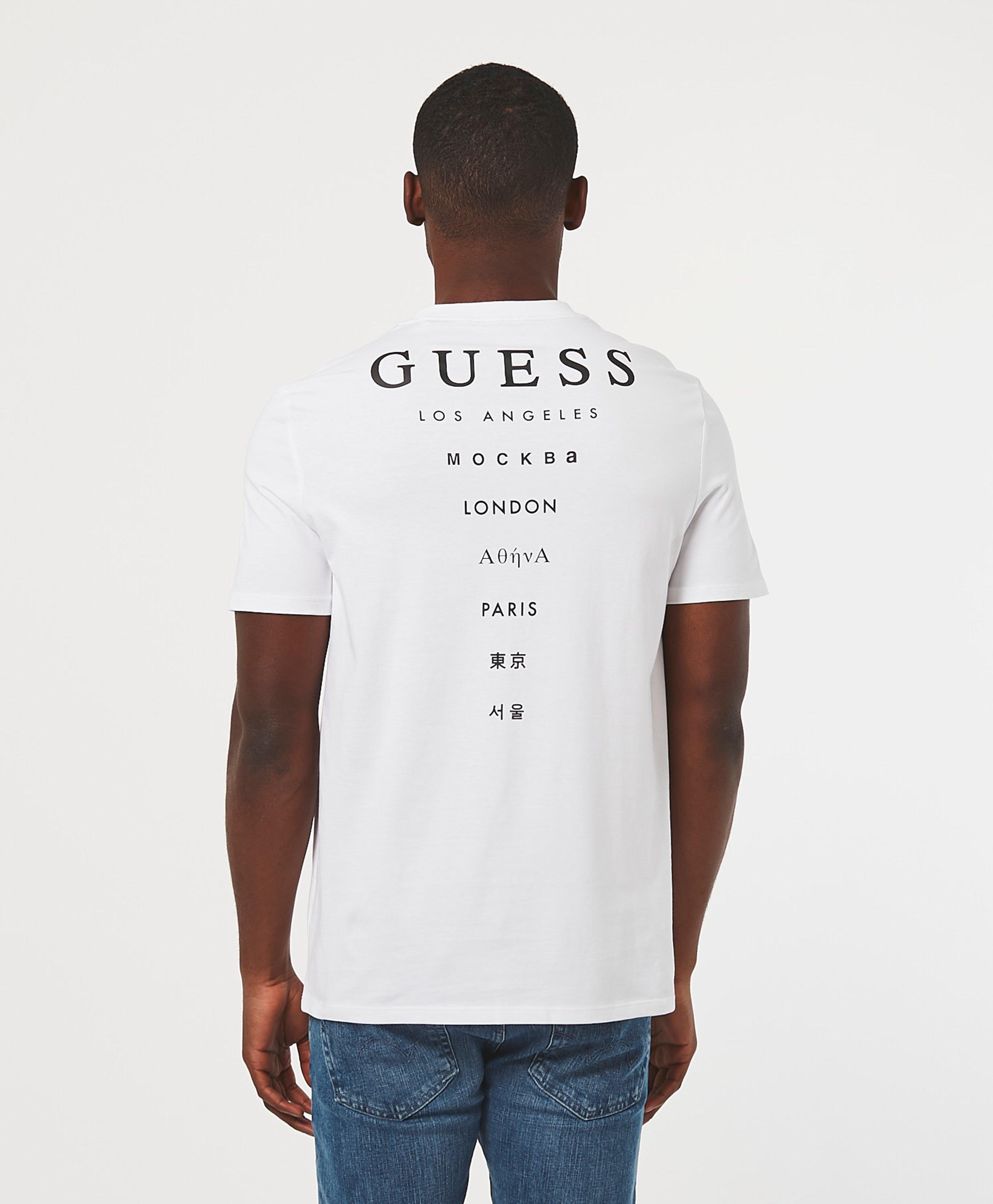 Guess City Back Print Short Sleeve T-shirt in White for Men | Lyst