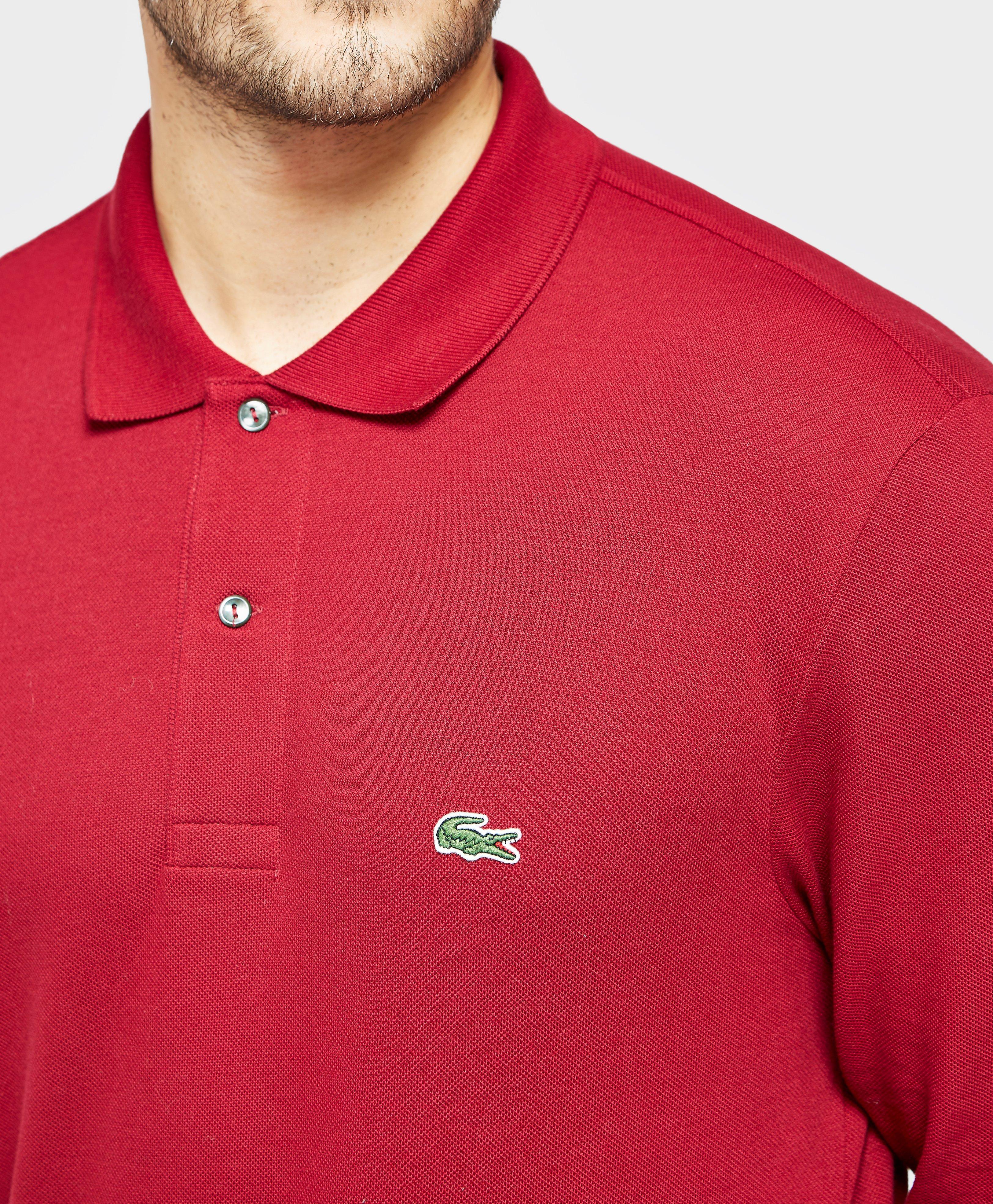 Lacoste Cotton Long Sleeve Polo Shirt in Red for Men - Lyst