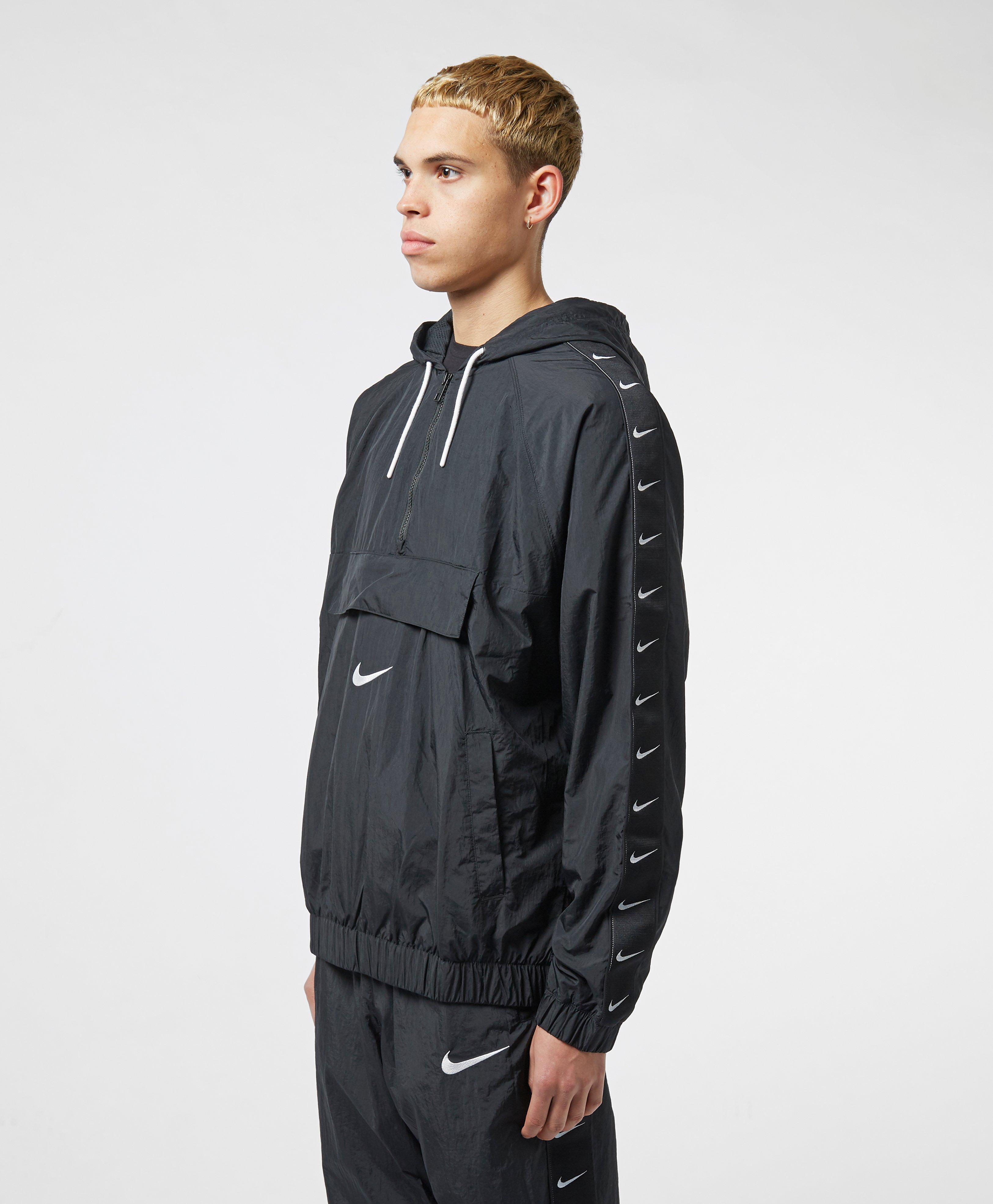 Nike Swoosh Woven Half Zip Jacket in Black for Men | Lyst