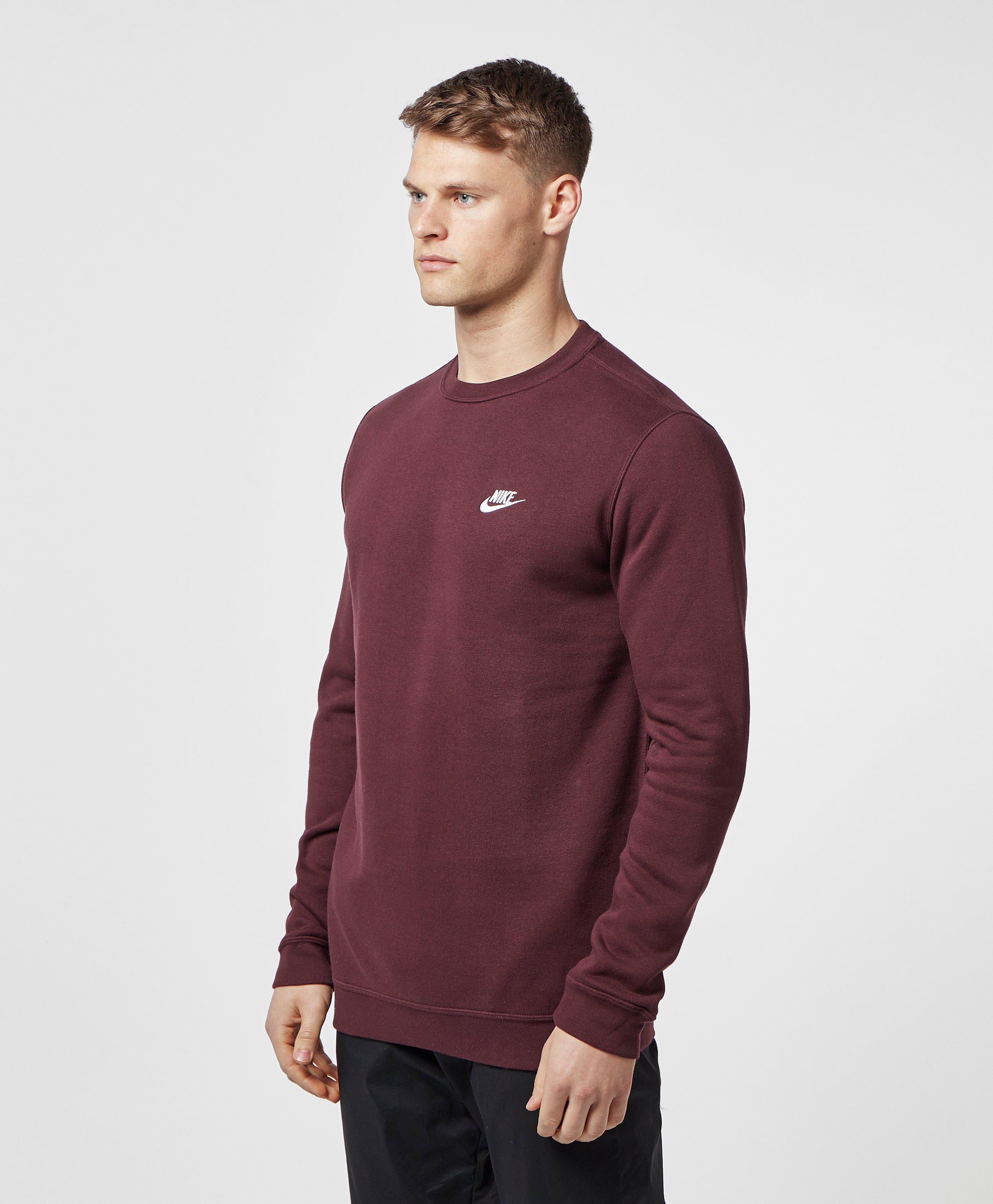 nike club crew sweatshirt burgundy
