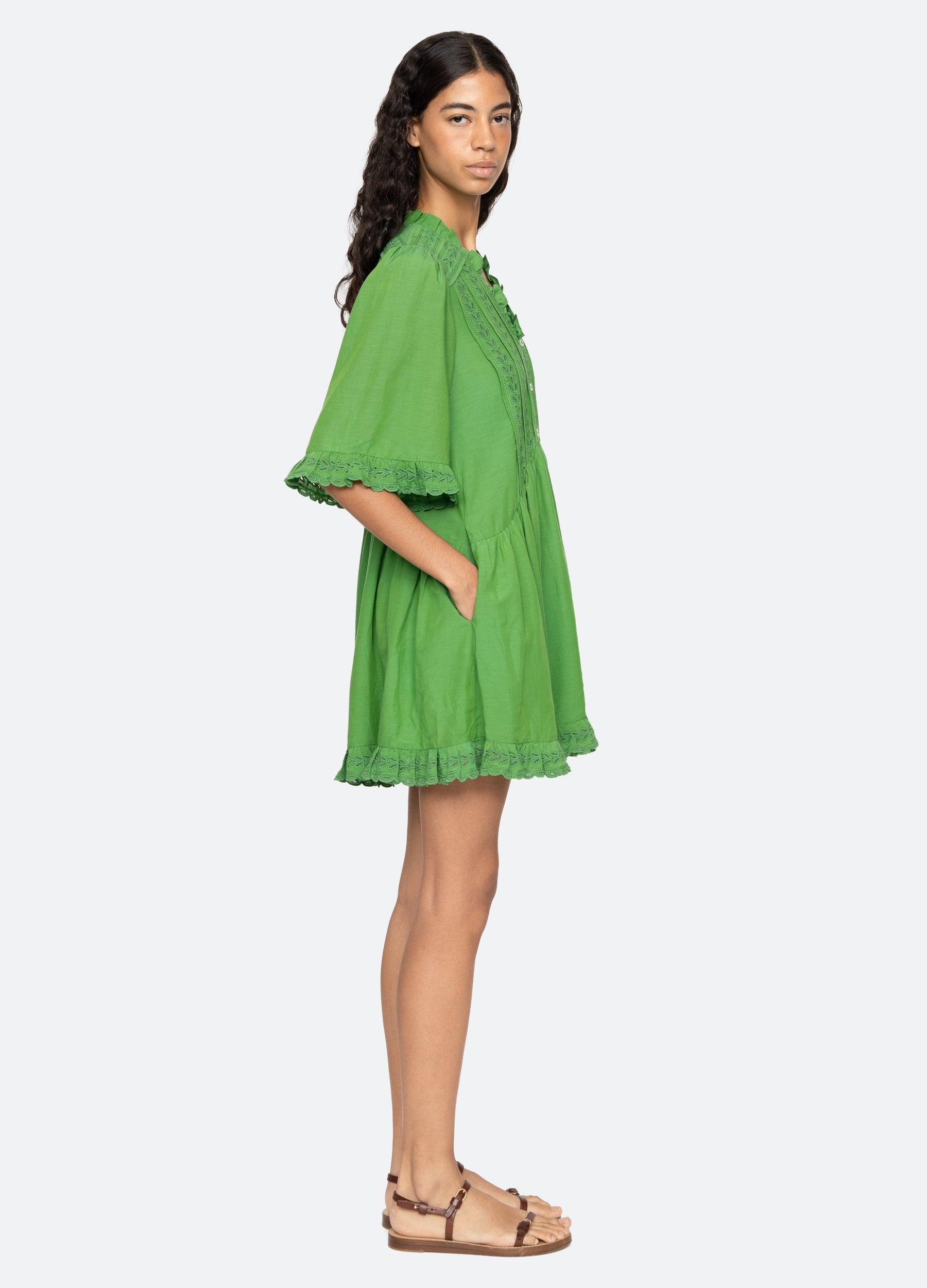 slim fit dress slacks Sea Green mul chanderi chikankari dress