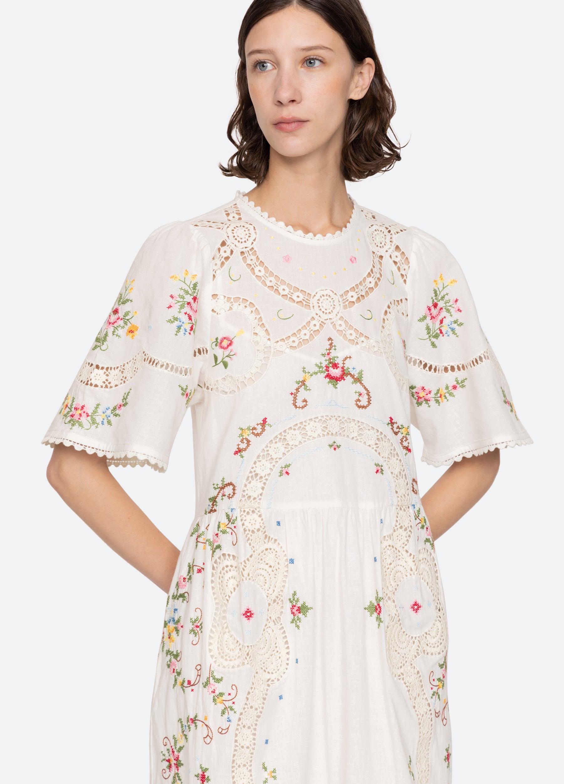 （US発）Sea NEW YORK Edwina 刺繍半袖ドレス Edwina S/S Dress – Sea, New York