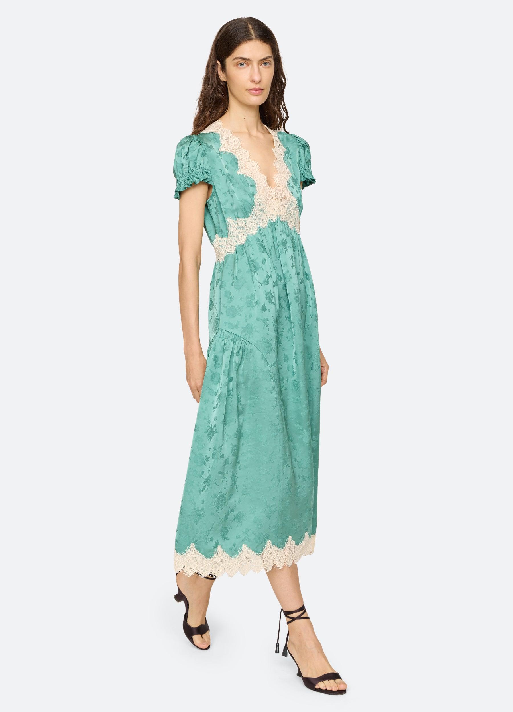 sea green colour dresses for Women length skirt with pockets