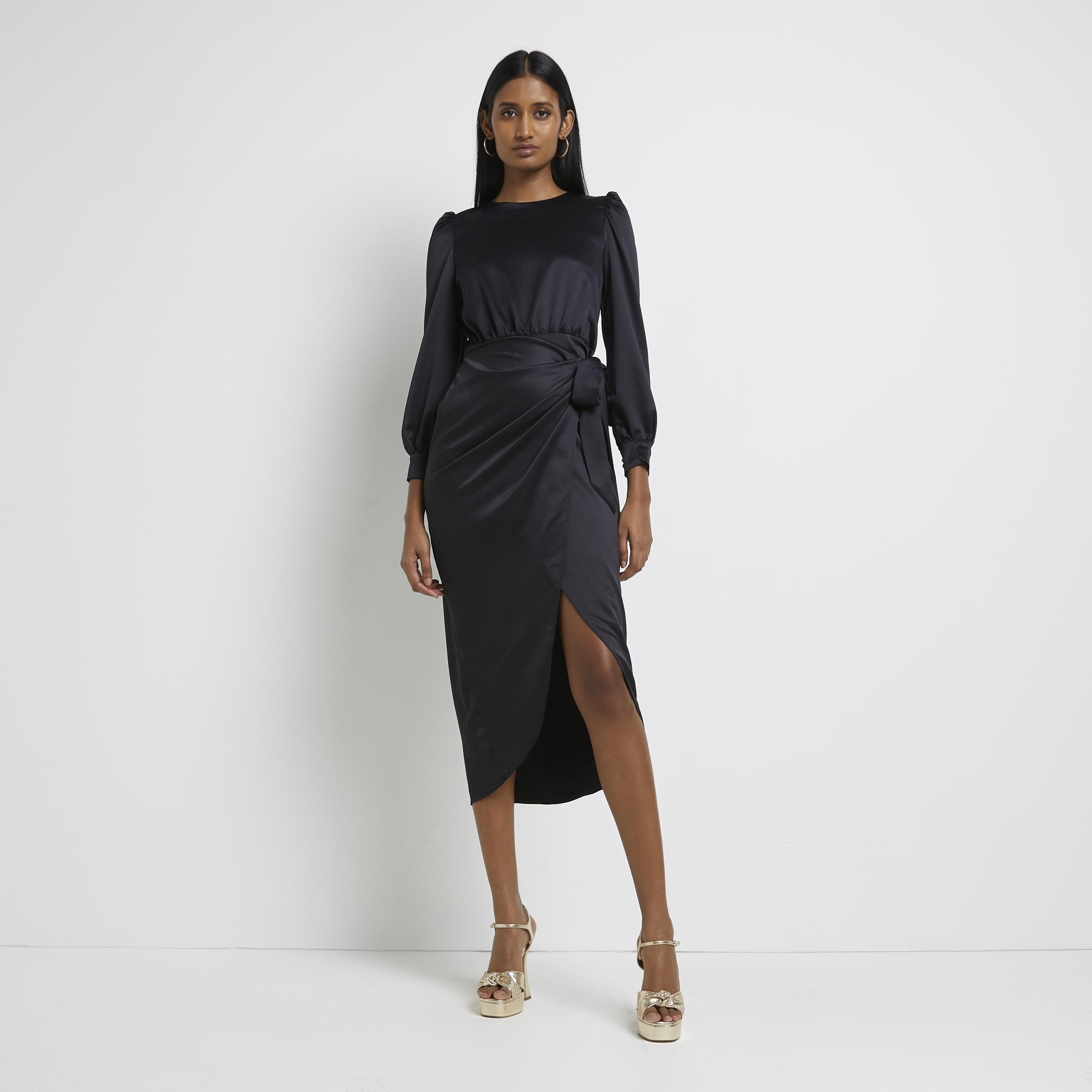 River island wrap midi dress sale