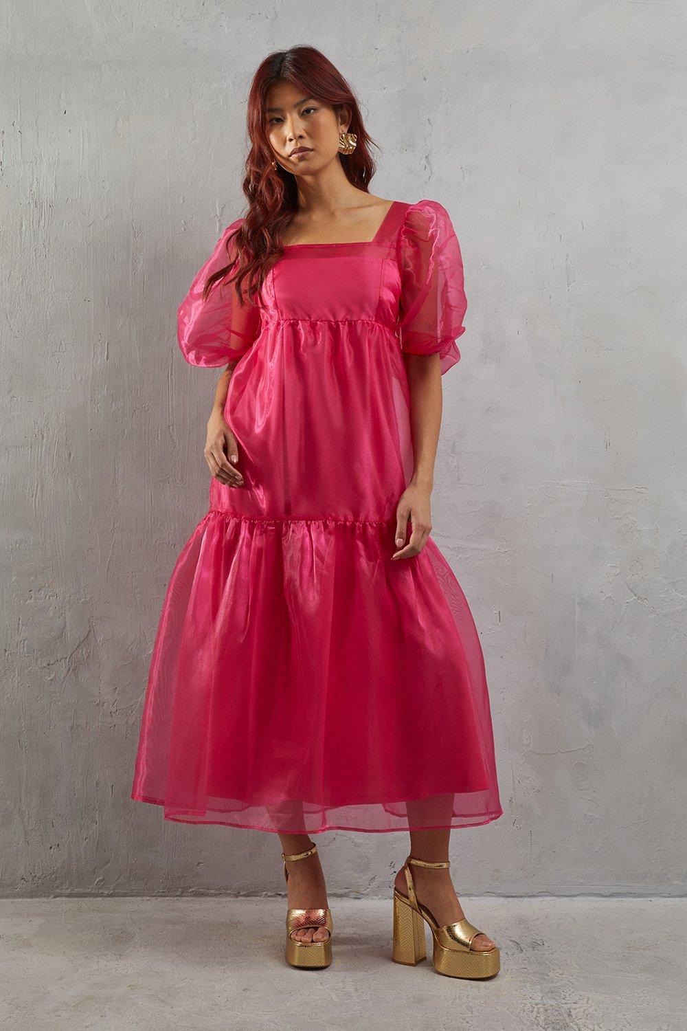 Warehouse Organza Square Neck Midaxi Dress in Pink | Lyst UK Warehouse Organza Square Neck Midaxi Dress in Pink | Lyst UK