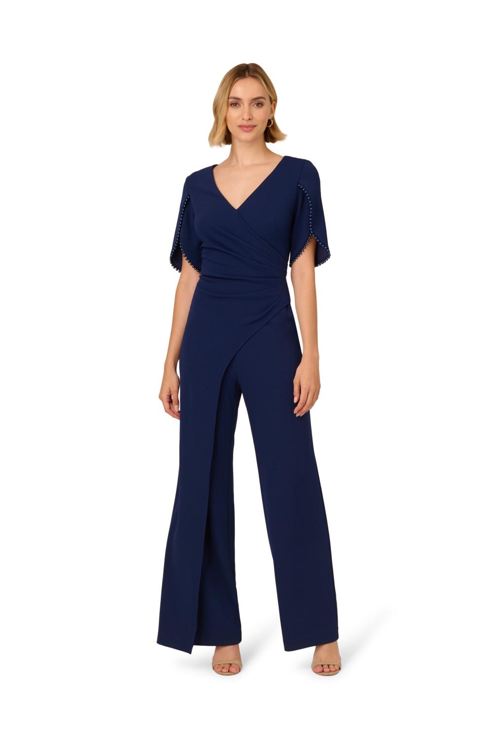 Adrianna Papell Pearl Knit Crepe Jumpsuit in Blue Lyst UK
