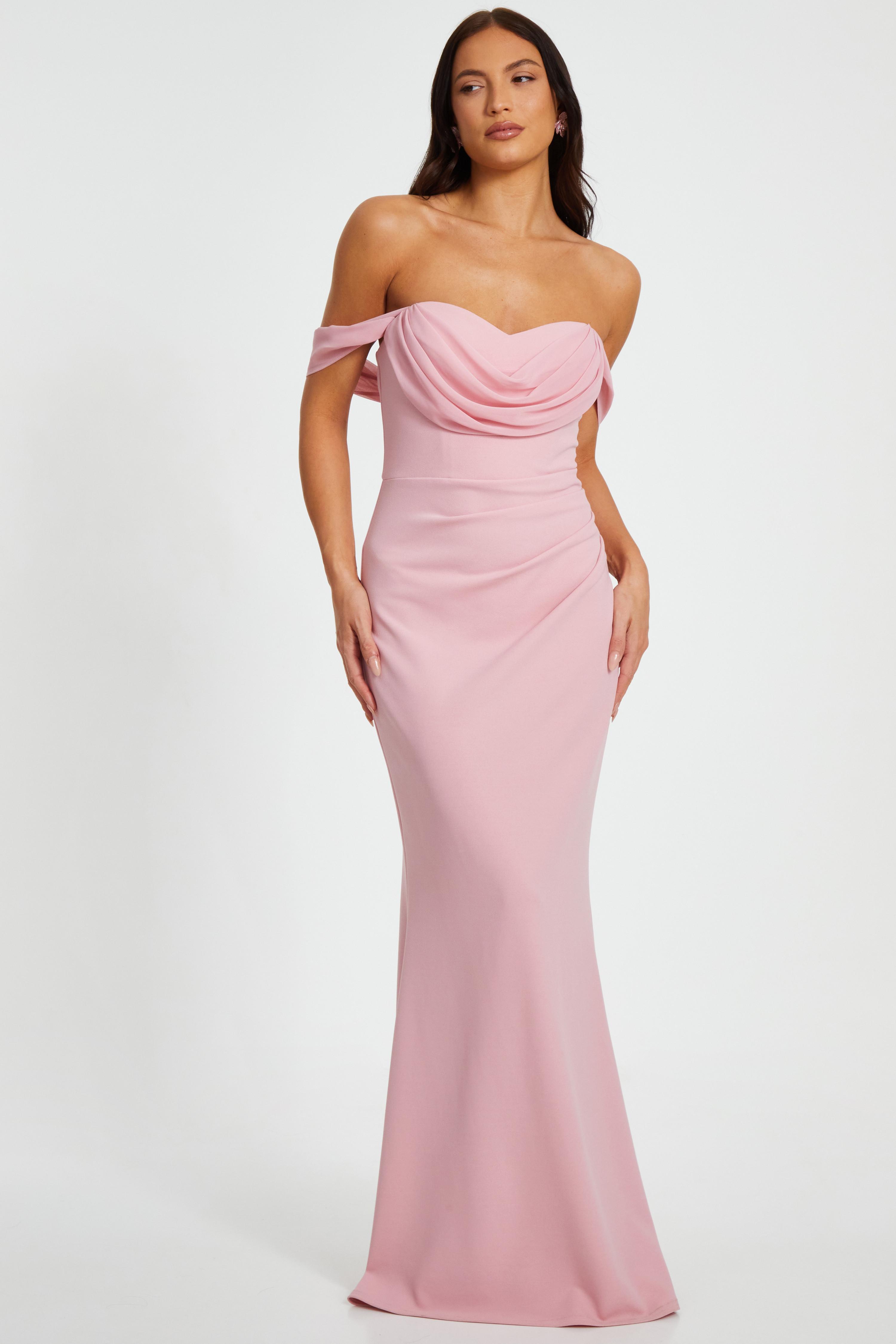 strapless open back dress Cheap Pink Bridesmaid Dresses Plus Size Chiffon Long Modest Bridesmaid Dress   SheerGirl