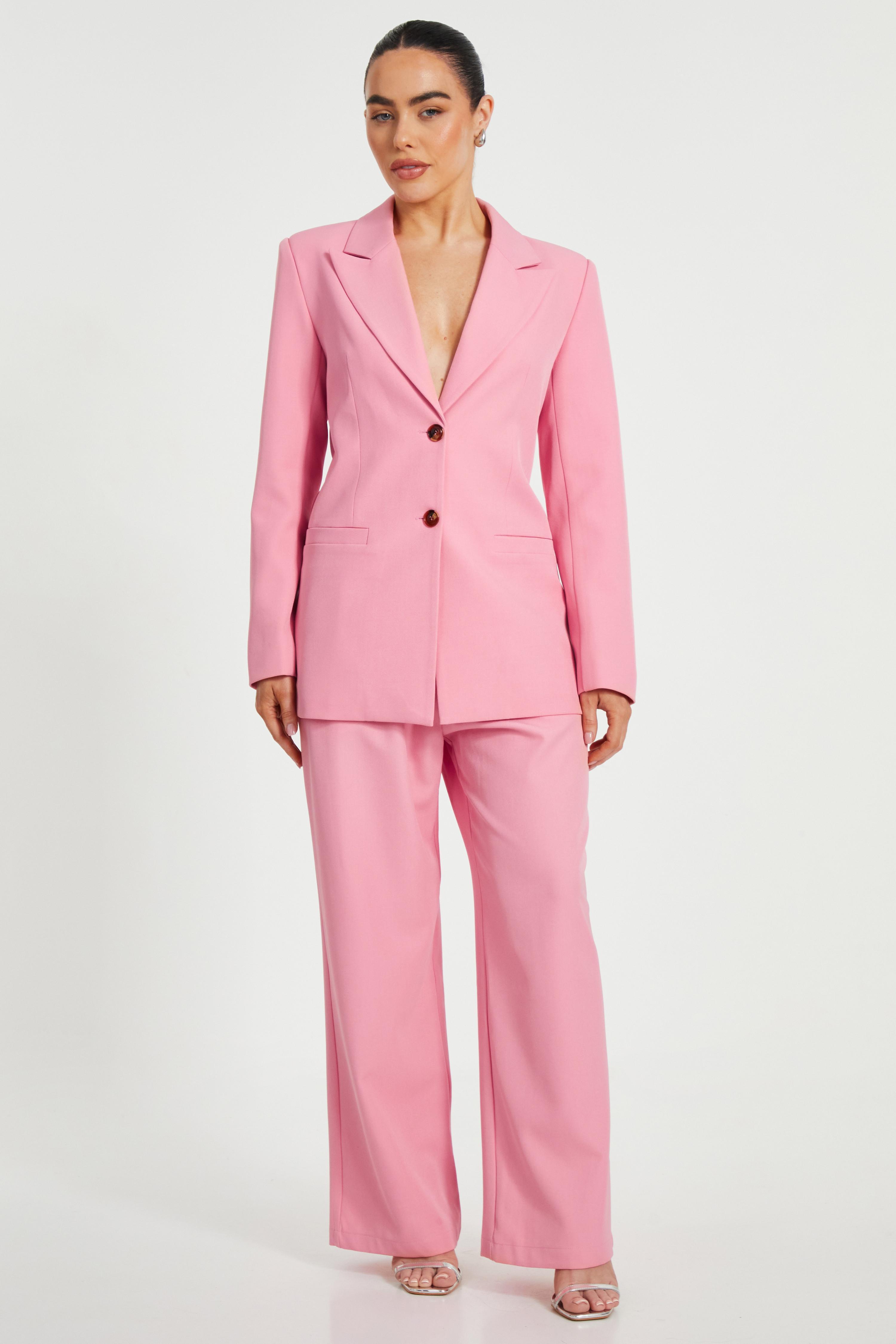 Quiz Petite Woven Wide Leg Trousers in Pink Lyst UK
