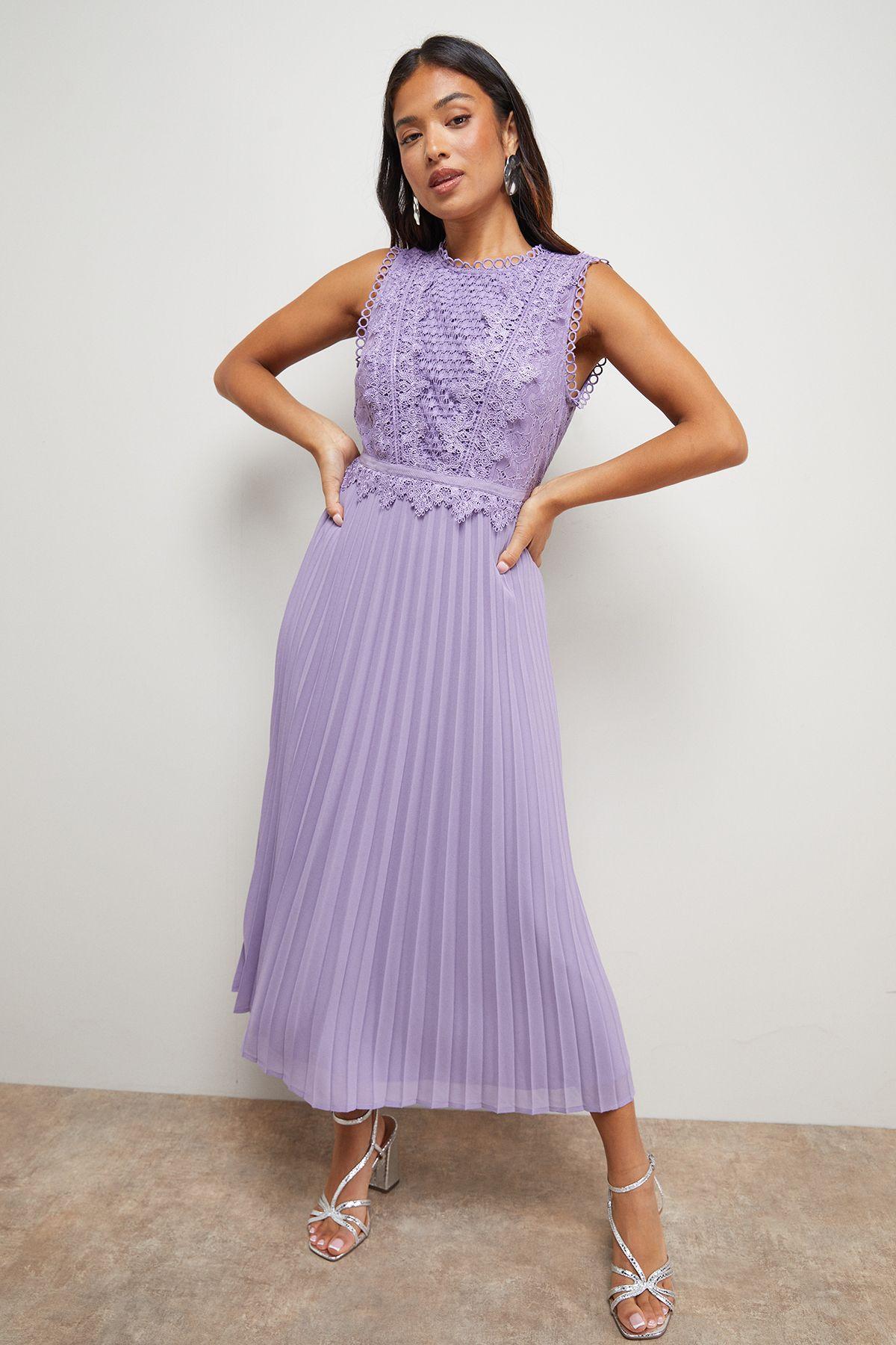 oasis purple dress Oasis Women's Lace Mix Midi Dress | Size: 2