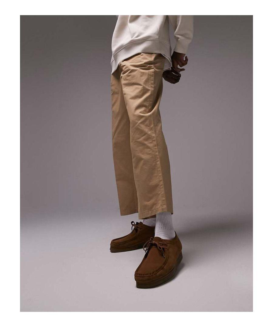 TOPMAN Wide Leg Elasticated Crop Trousers in Brown for Men Lyst UK