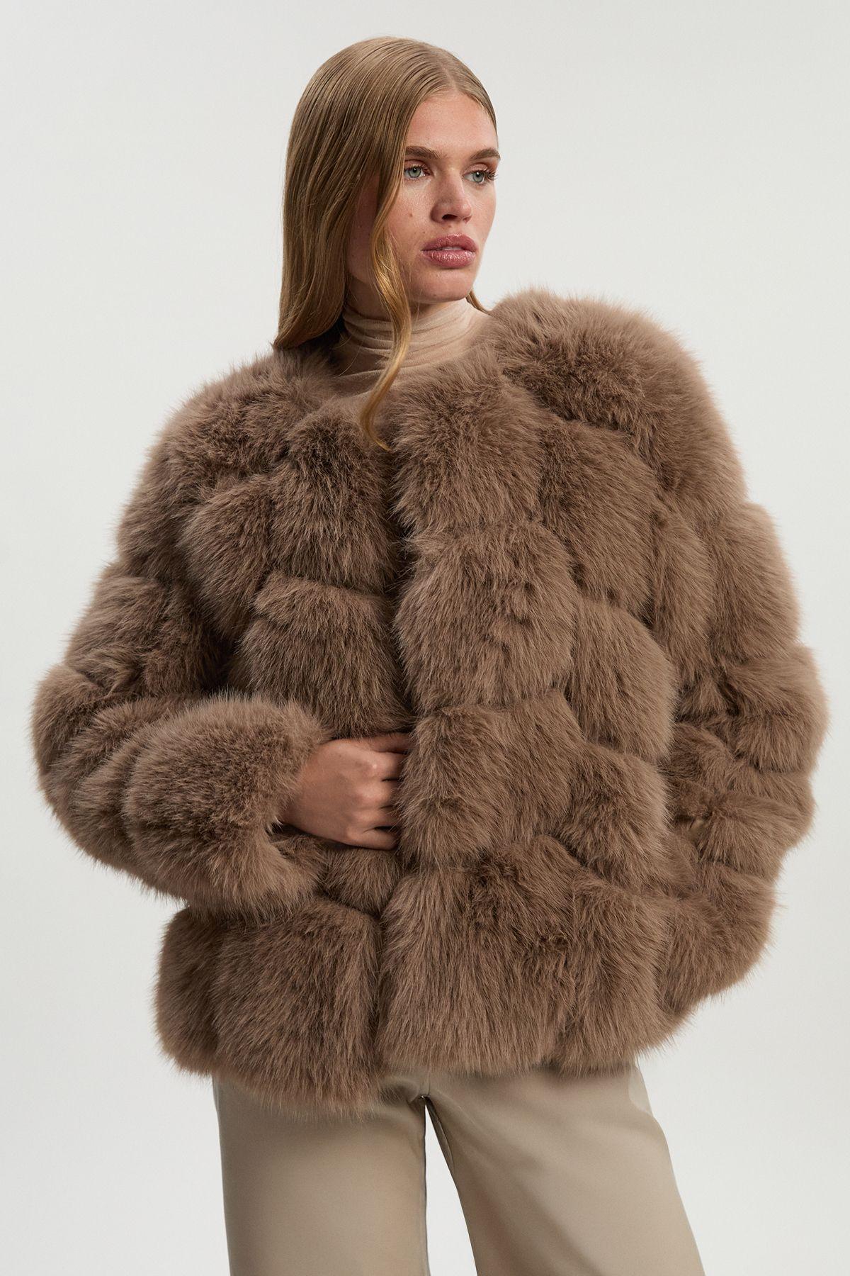 Karen Millen Panelled Fur Jacket Karen Millen Faux Fur Panelled