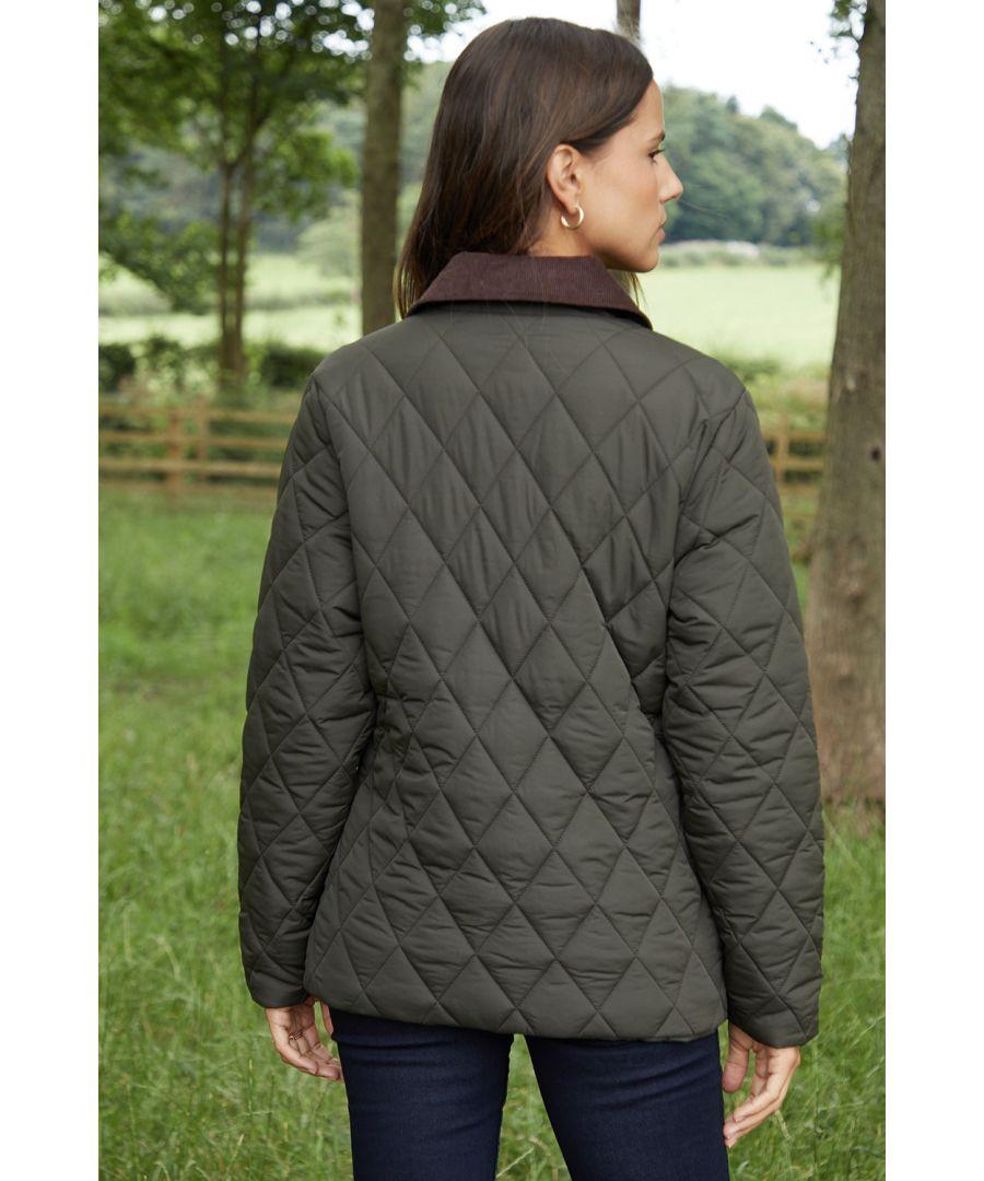 Threadbare Pine Cord Collar Diamond Quilted Jacket in Green Lyst UK