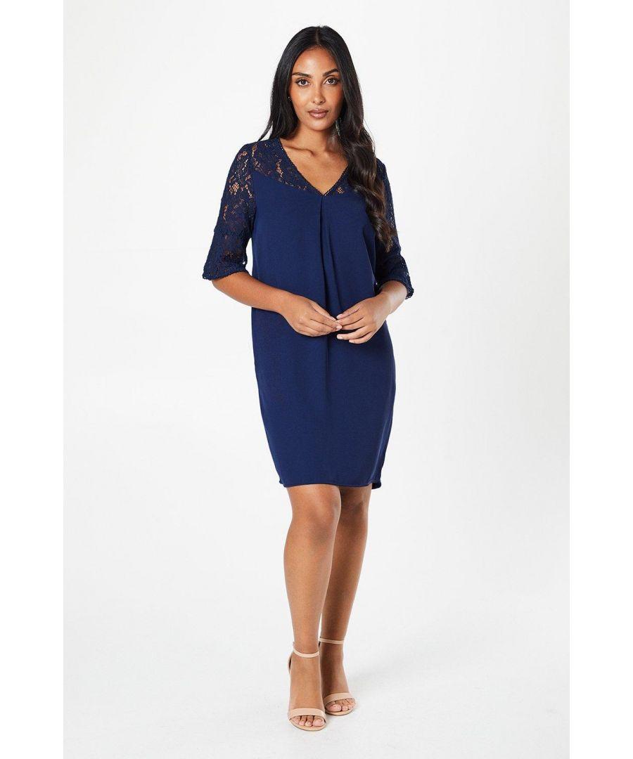 Wallis Petite Lace Ruffle Sleeve Shift Dress in Blue Lyst UK