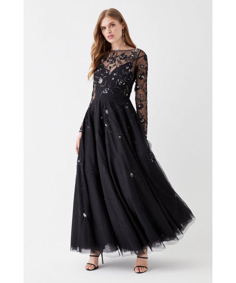 Coast Floral Embellished Full Skirt Maxi Dress in Blue Lyst UK