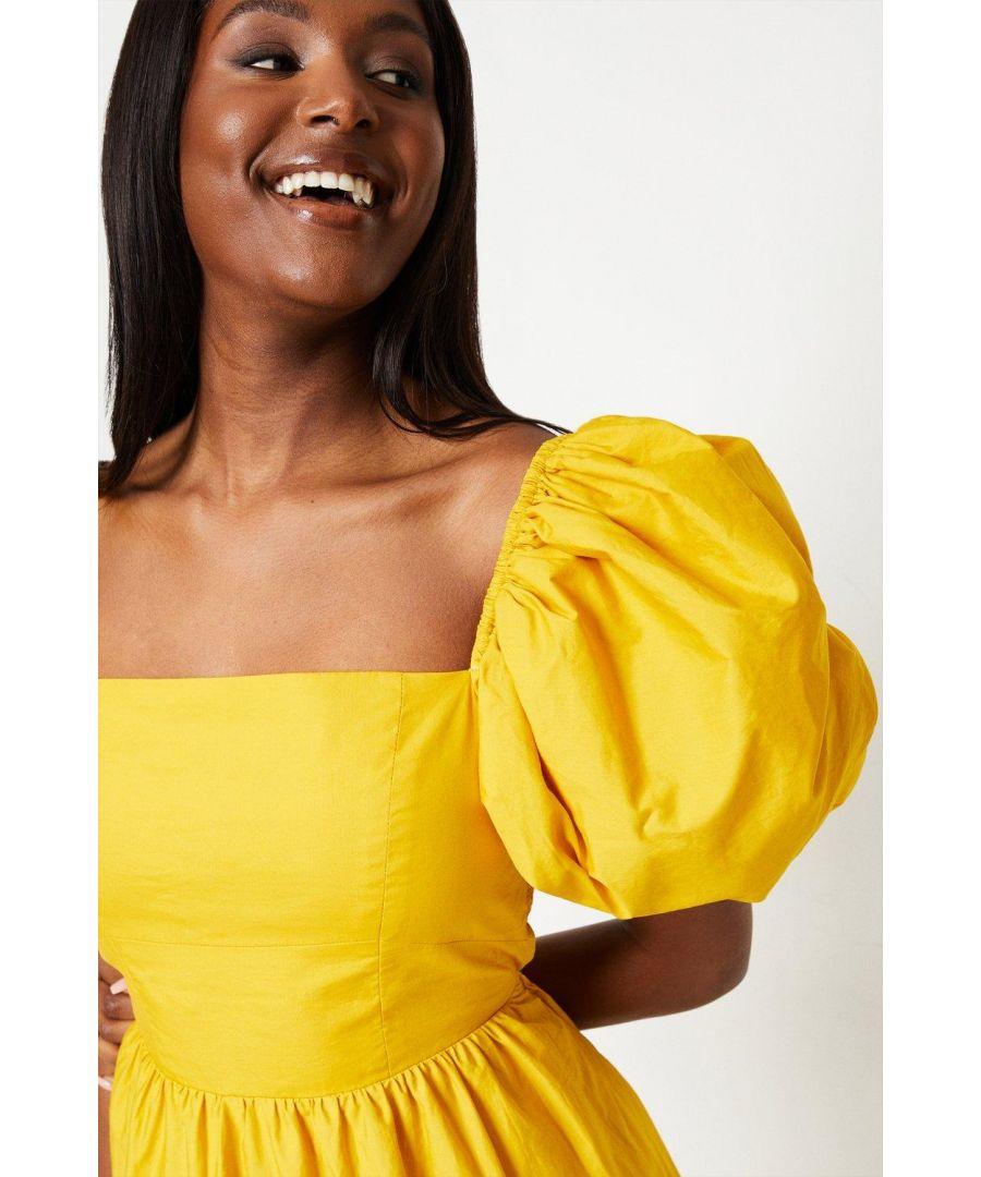 Coast Puff Sleeve Tiered High Low Maxi Dress in Yellow | Lyst UK