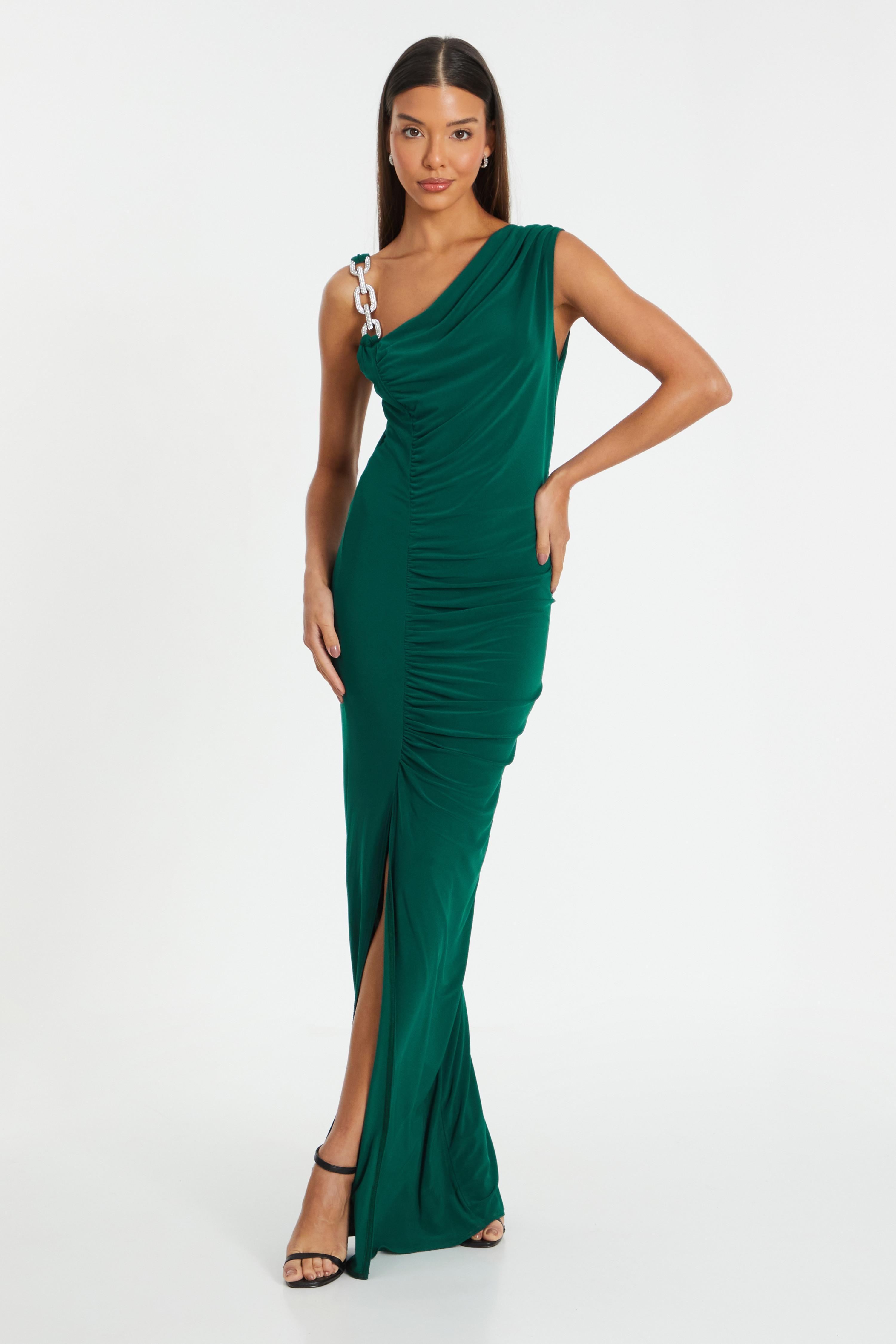 Quiz bottle green maxi dress hotsell