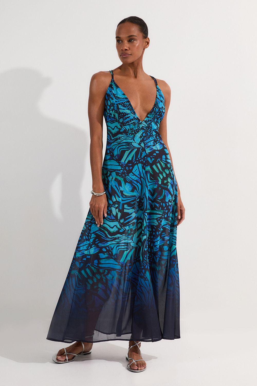 vintage chiffon dress 70s Fluttery Floral no significant issues. SPECIAL PRICE Dusty Blue Leaf Sequin Select Size:14