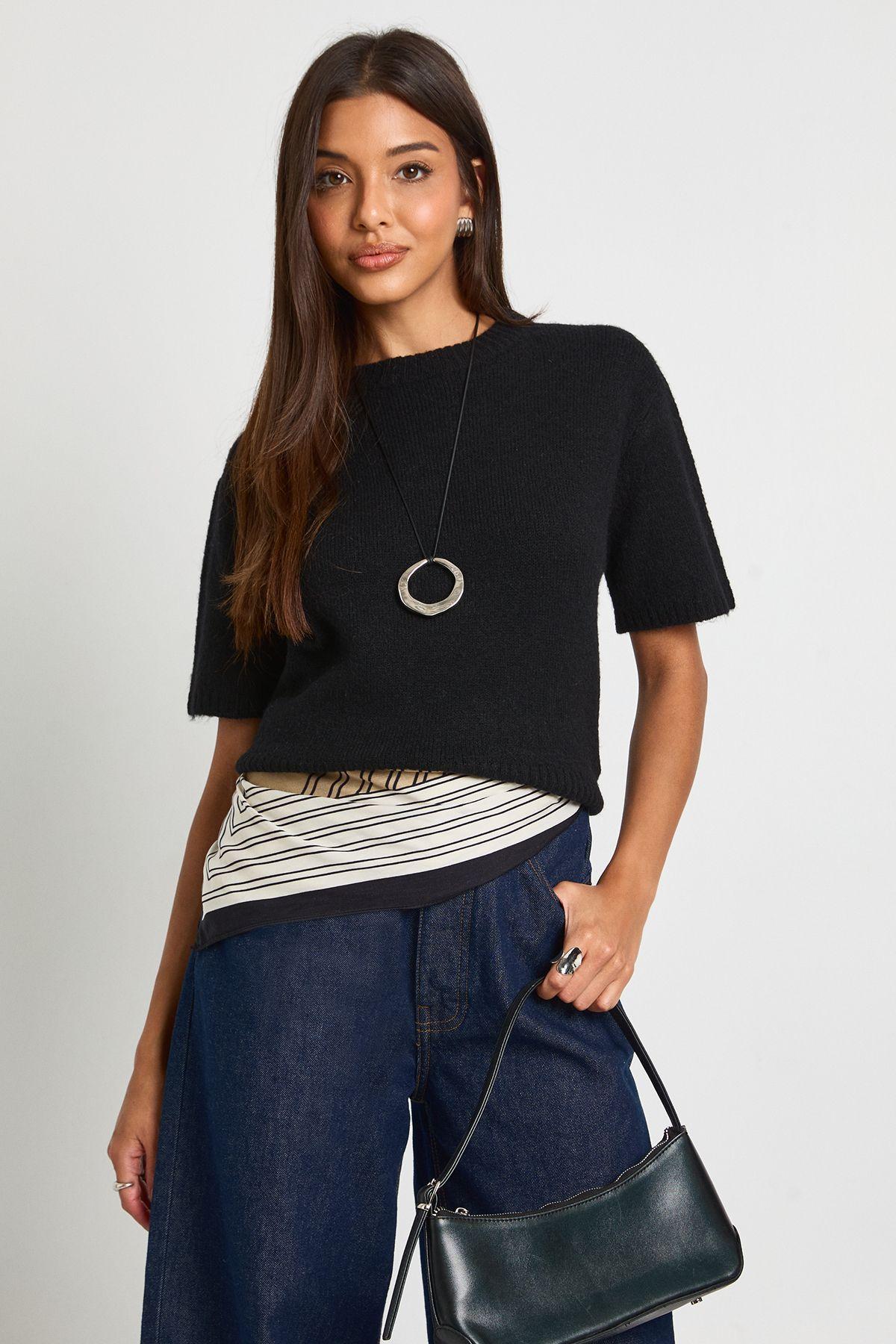 Boohoo Oversized Knitted Top in Blue Lyst UK