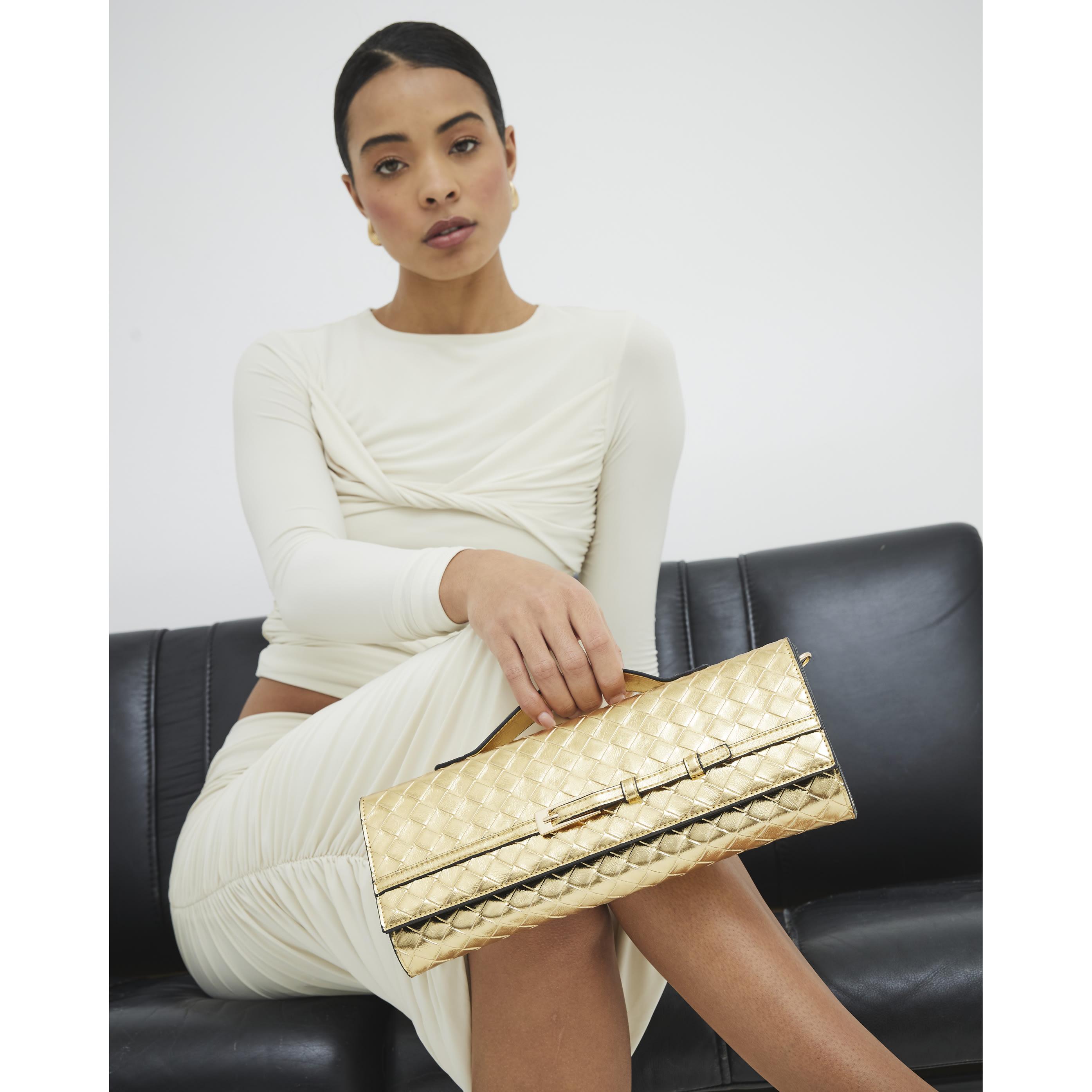 River Island Gold Snake Print Clutch Bag River Island Large - Main Image