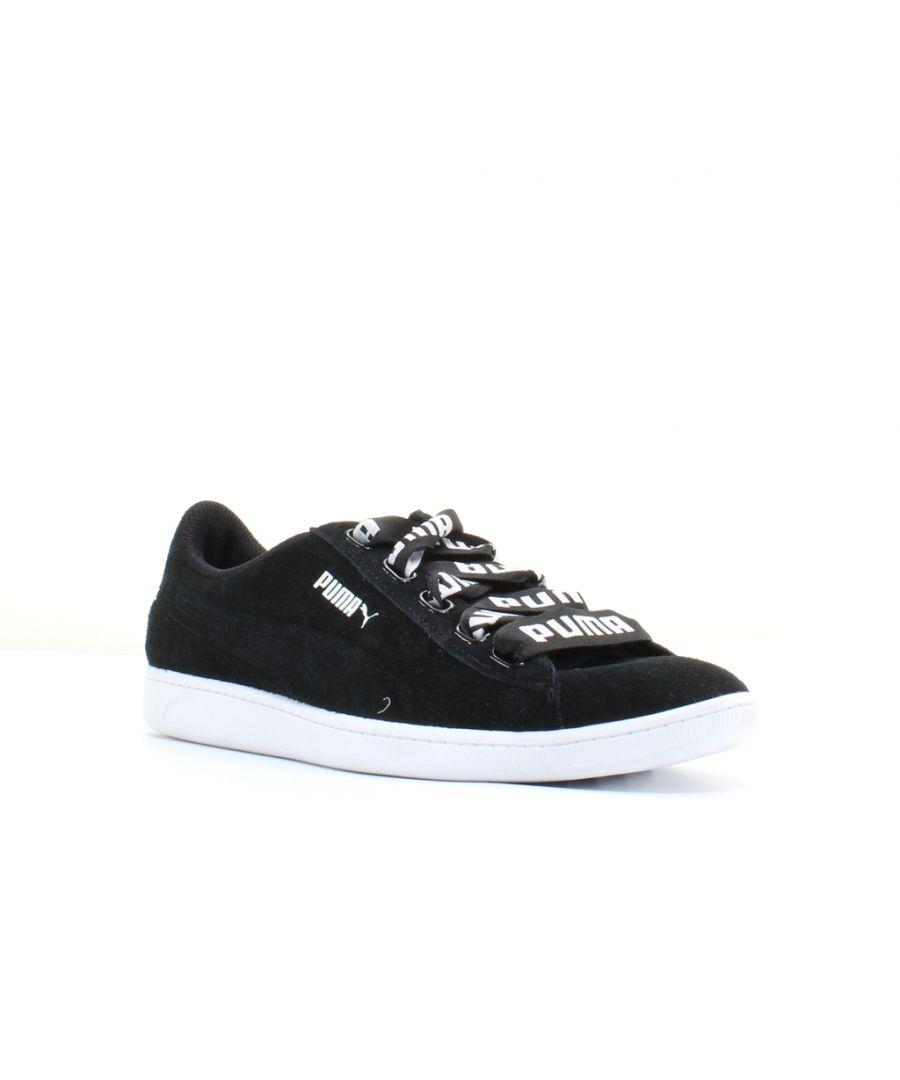 PUMA Vikky Ribbon Black Leather Lace Up Trainers 365312 01 Leather | Lyst UK