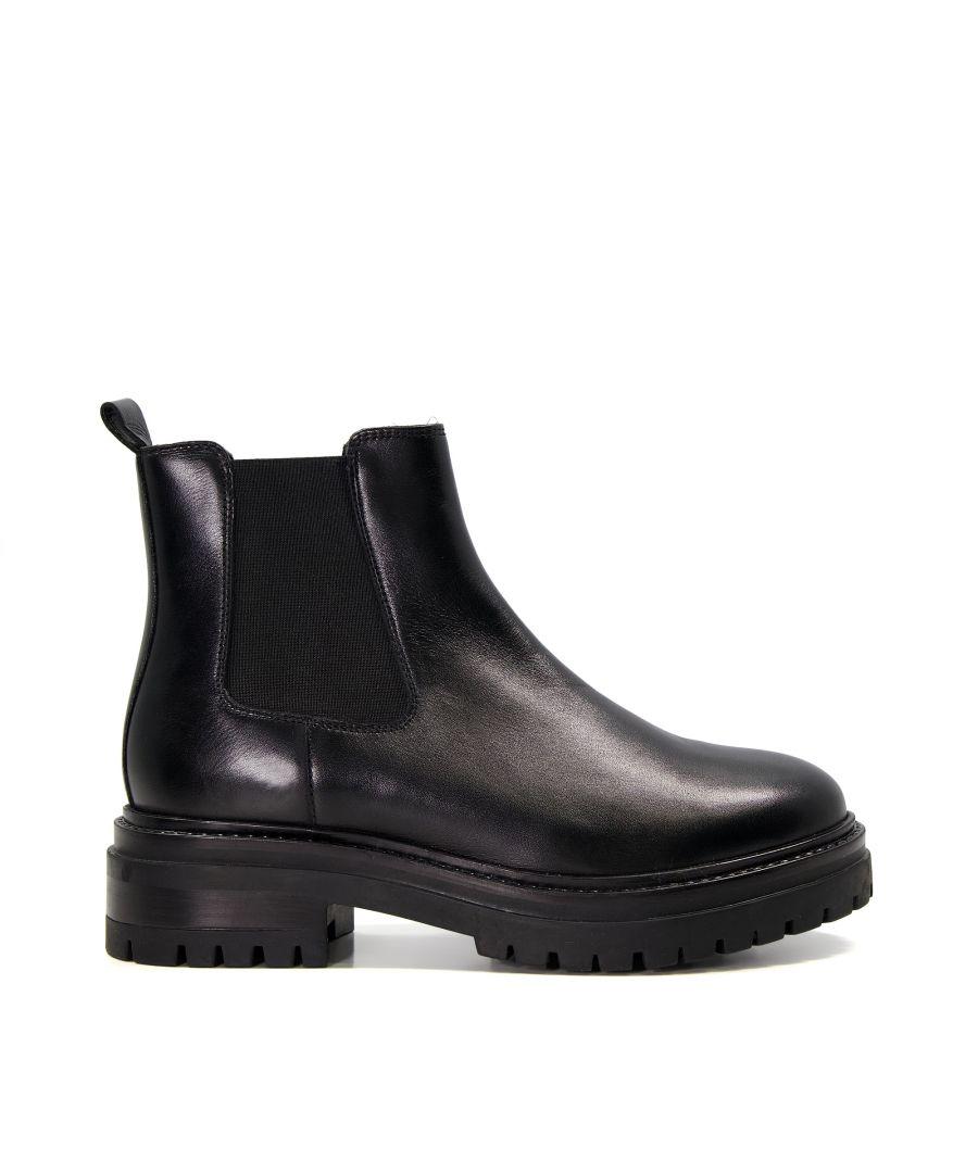 Dune Paley Chunky Tractor-sole Chelsea Boots Leather in Black | Lyst UK