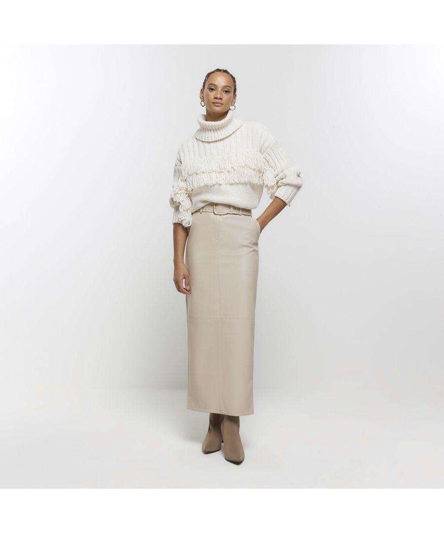 Faux leather midi skirt river island sale