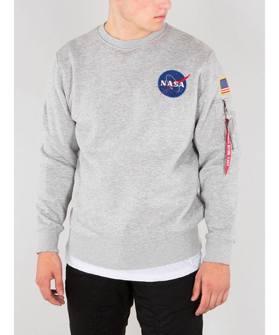 Alpha Industries Space Shuttle Sweater Grey Heather in Grey for Men | Lyst  UK