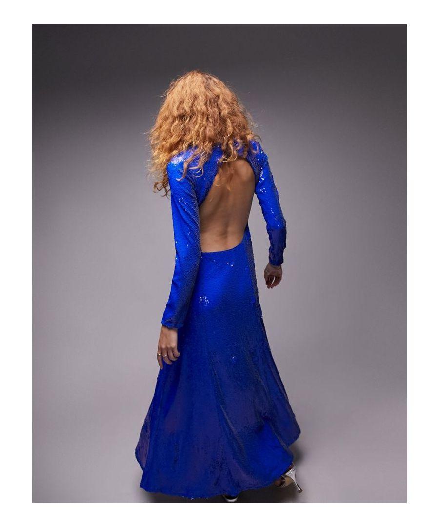 TOPSHOP Maxi Sequin Dress in Blue | Lyst UK