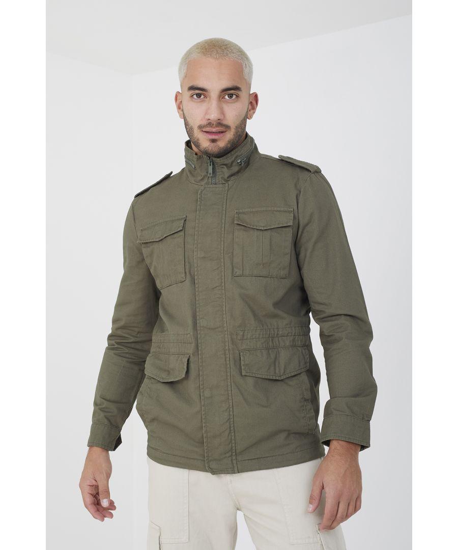 Brave Soul Addlington Cotton Twill Funnel Neck Jacket in Green for Men Lyst UK