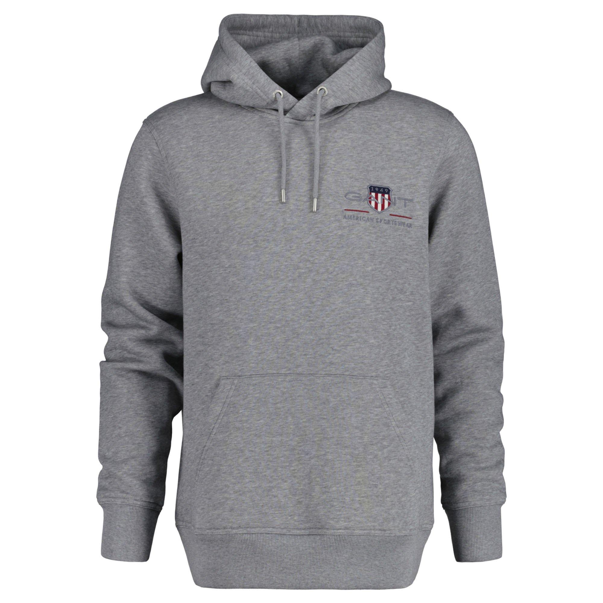 GANT Regular Medium Archive Shield Hoodie Sweatshirt in Grey for