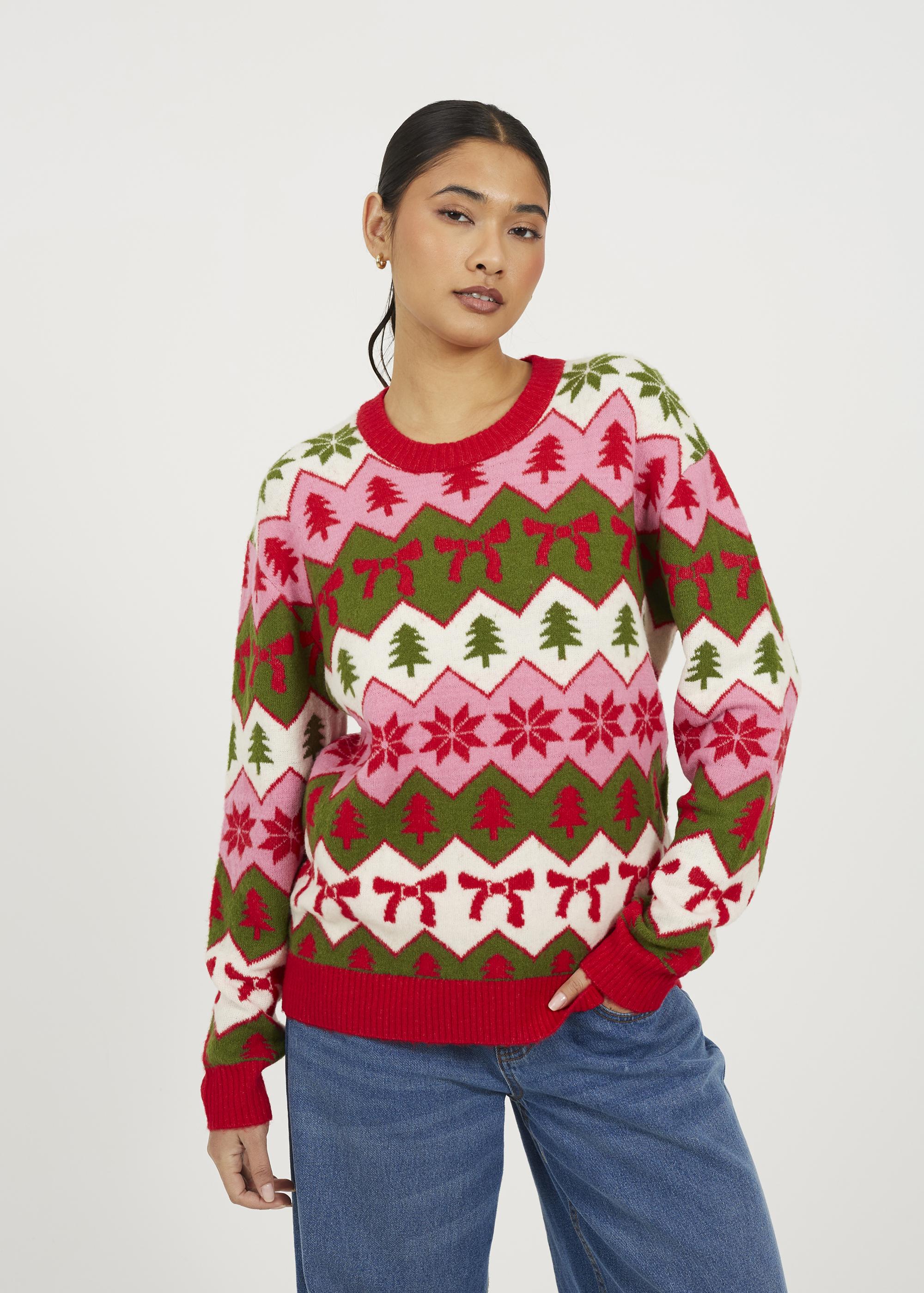 Brave Soul Fairisle Christmas Jumper in Red Lyst UK