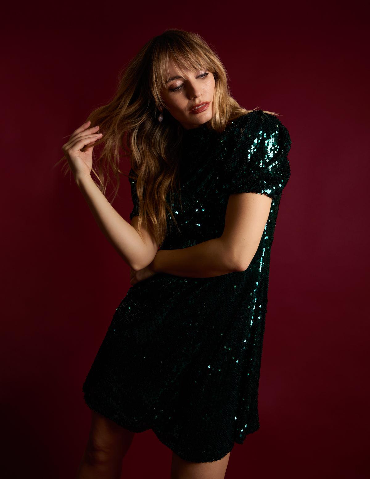 Blue Vanilla Sequin Dress ALWAYS FULL GLAM SEQUIN MINI DRESS  AKIRA
