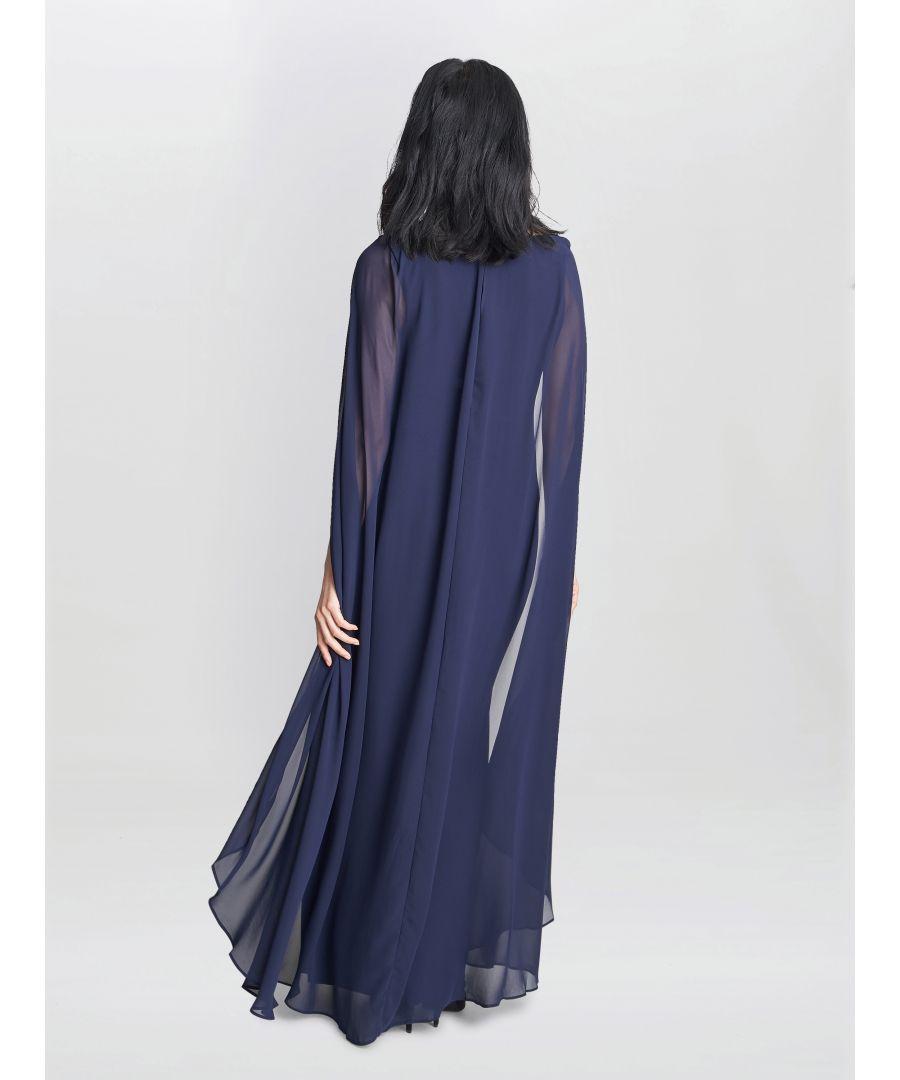 Chiffon cape maxi dress deals