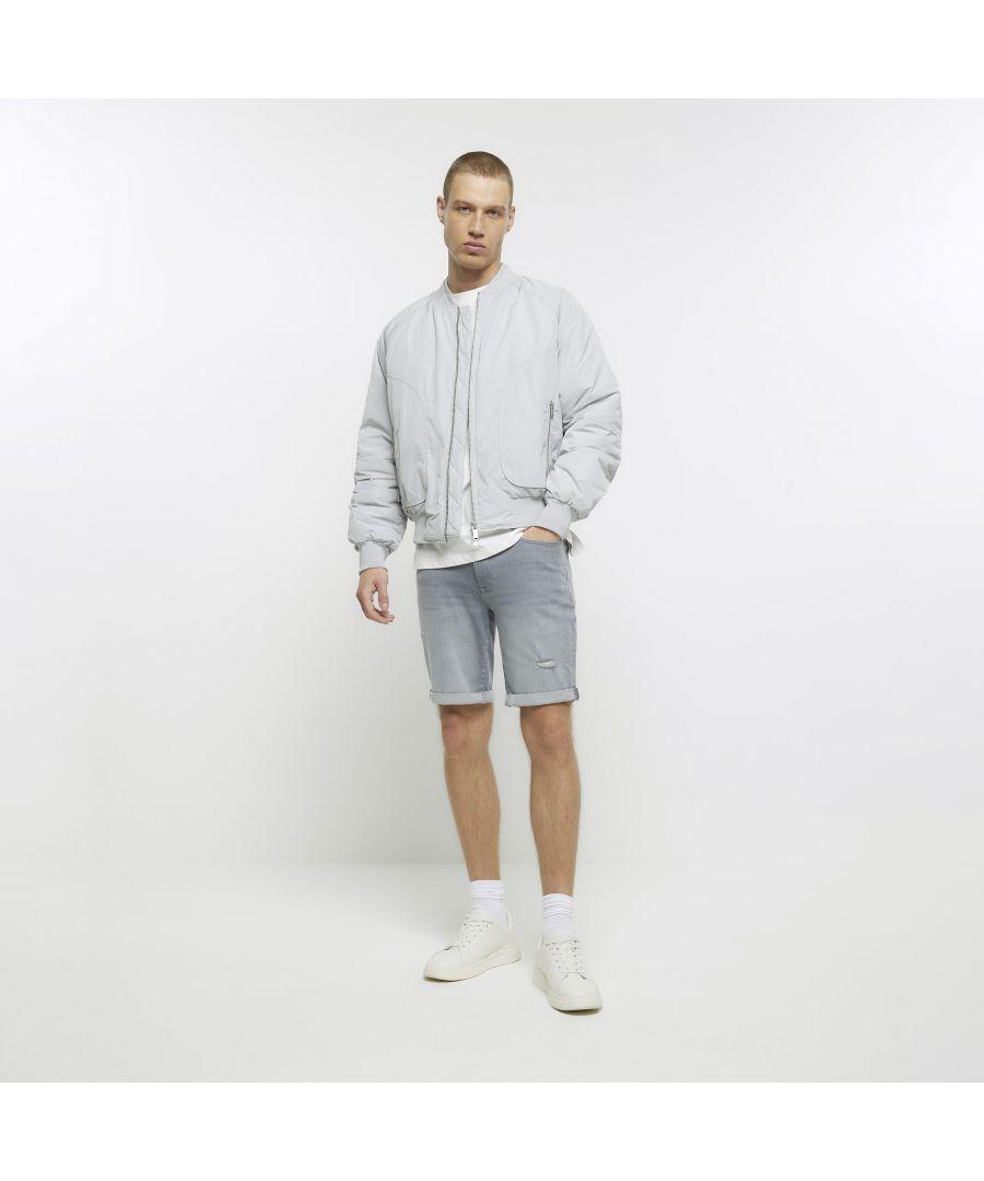 River island grey shorts sale