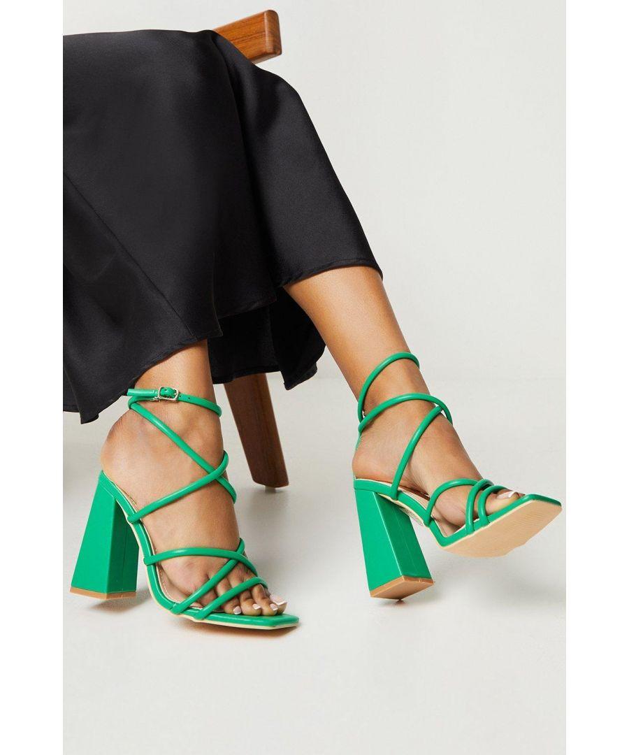 Faith Carla Strappy High Block Heeled Sandals in Green Lyst UK